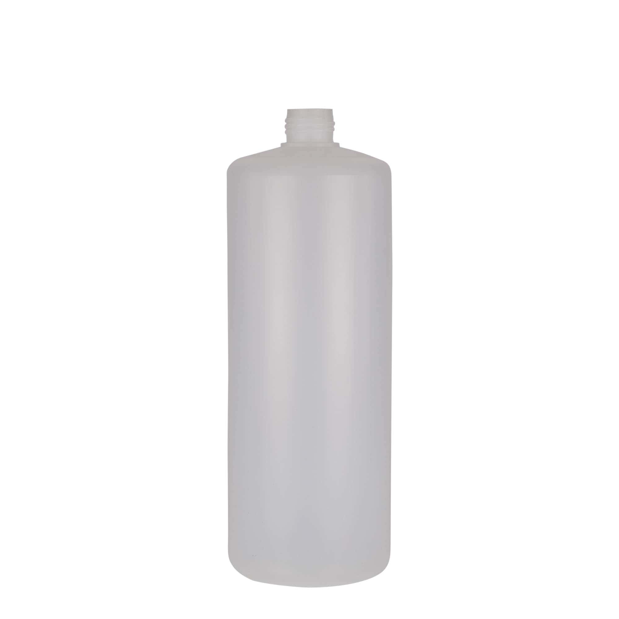 Botella redonda de 1000 ml, plástico de PE, natural, boca: tapón de rosca
