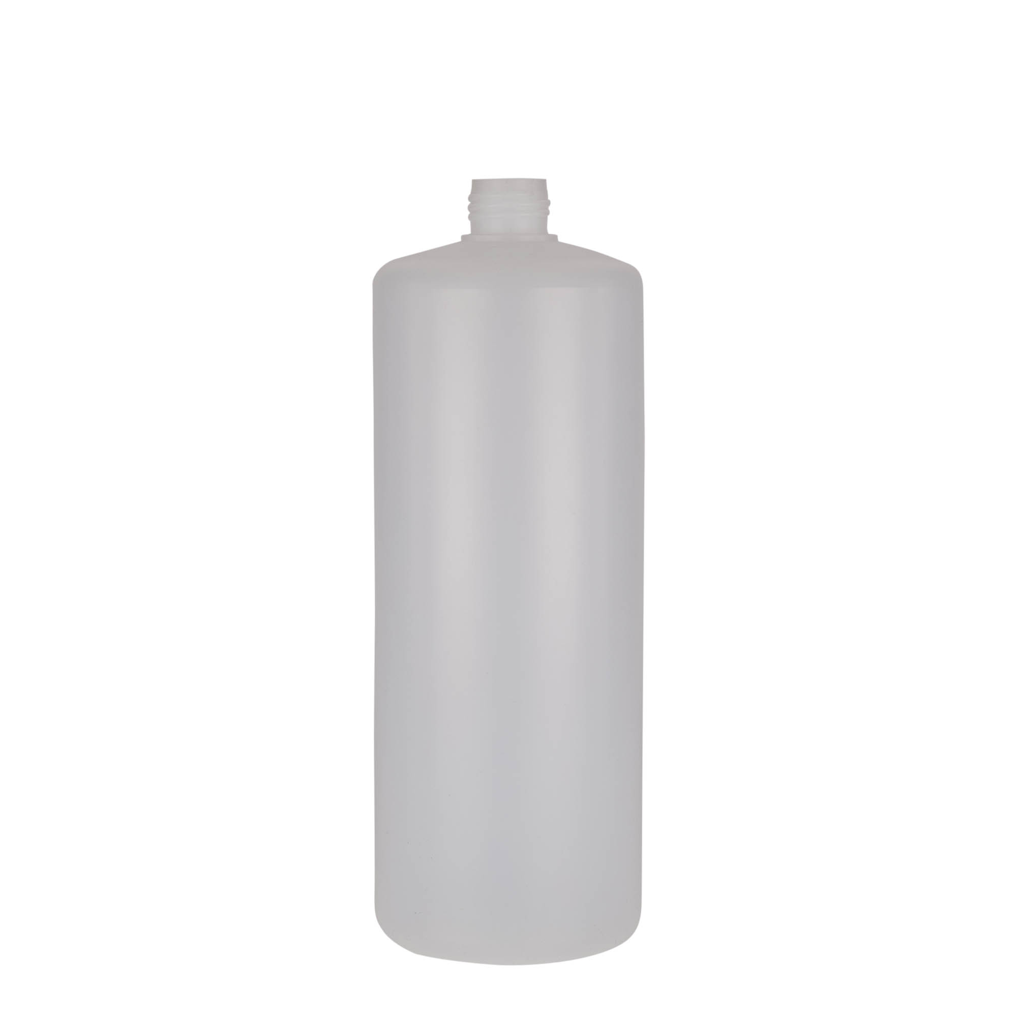 1.000 ml botella redonda, plástico PE, natural, boca: cierre de rosca