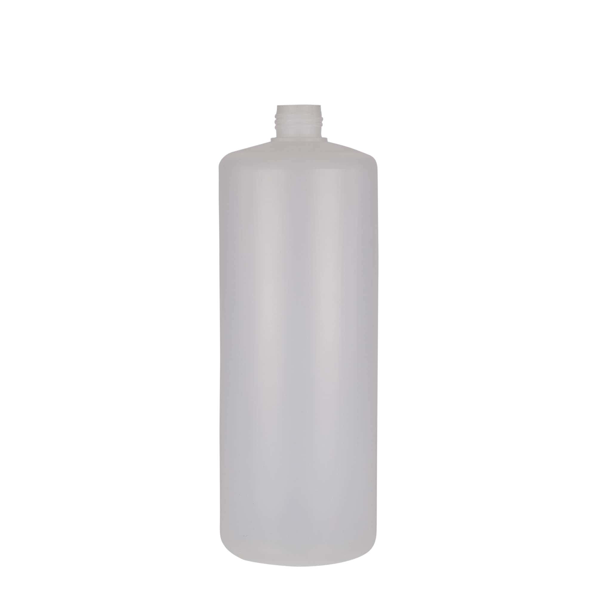1.000 ml botella redonda, plástico PE, natural, boca: cierre de rosca