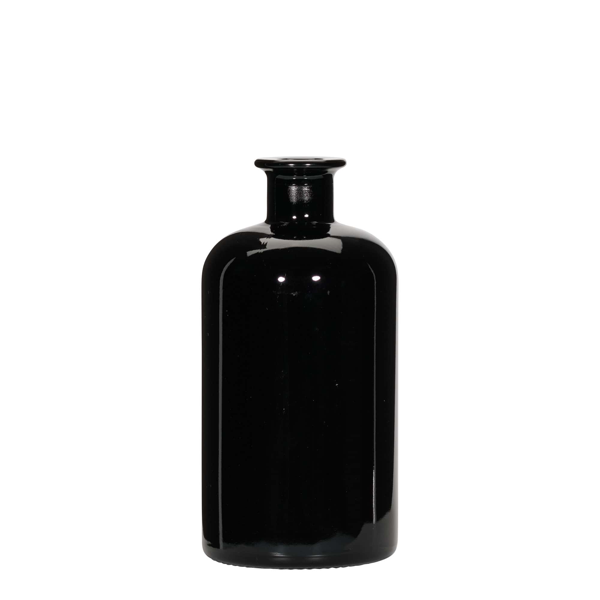 Botella de vidrio de farmacia de 500 ml, negro, boca: corcho Botella de vidrio de farmacia de 500 ml, negro, boca: corcho