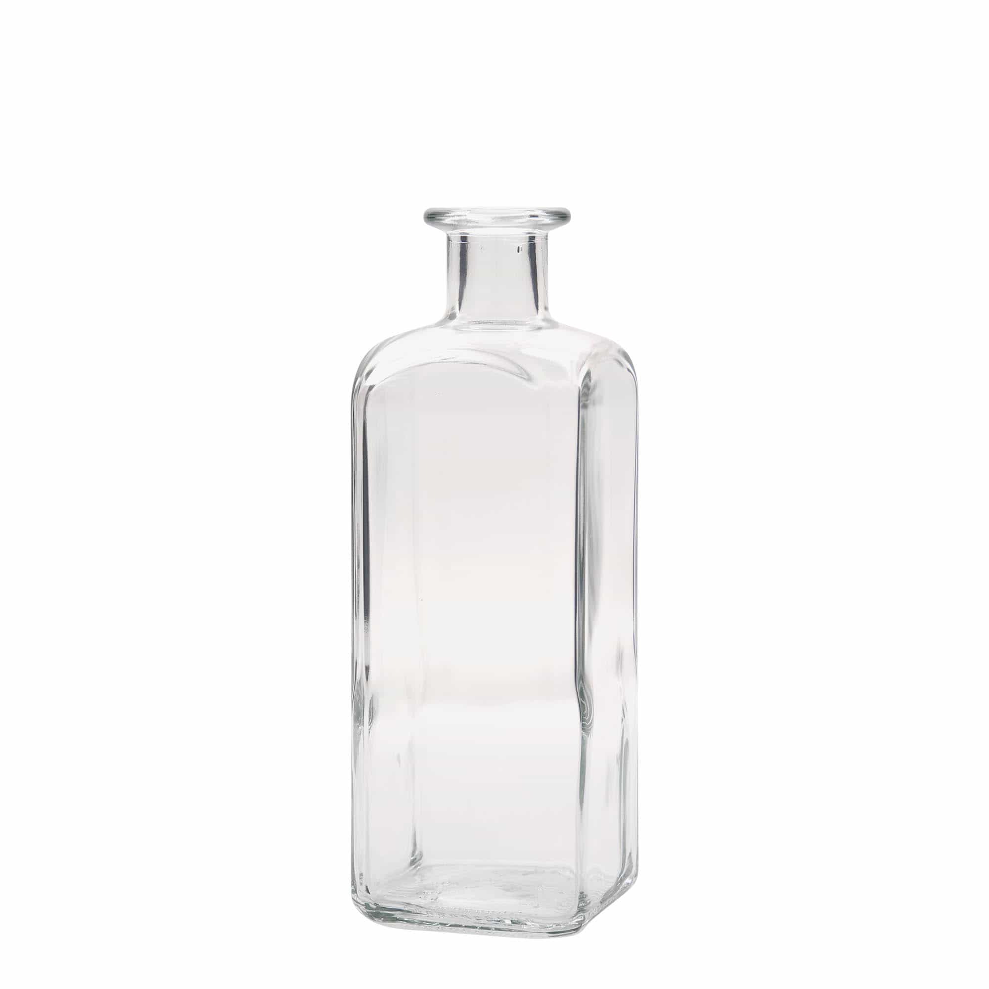 Botella de vidrio de farmacia 'Carré' de 500 ml, cuadrada, boca: corcho
