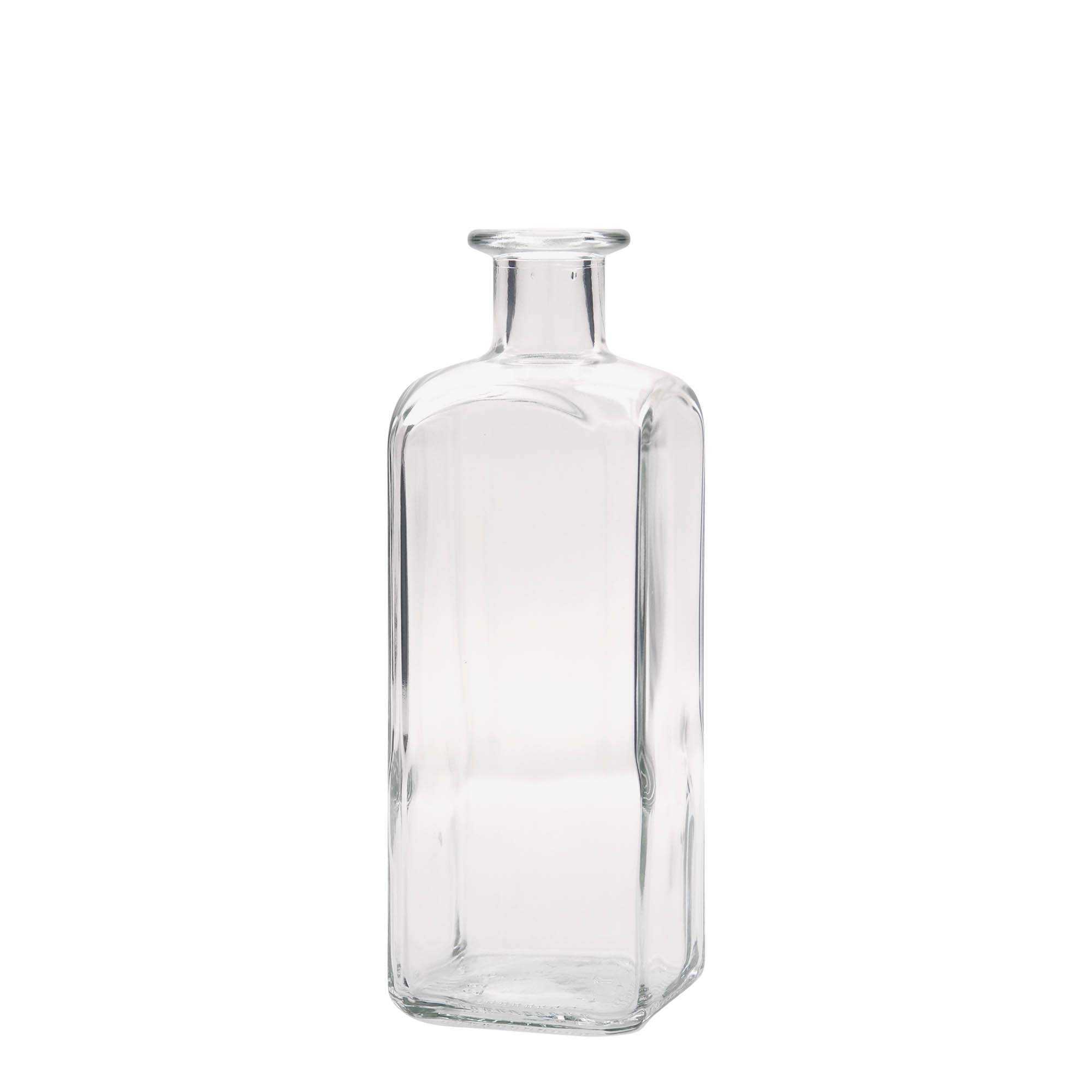 Botella de vidrio de 500 ml Apotheker Carré, cuadrada, boca: corcho