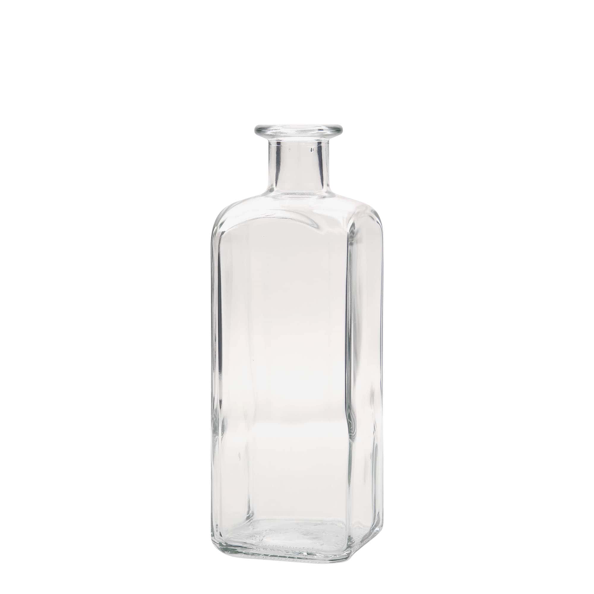 Botella de vidrio de 500 ml Apotheker Carré, cuadrada, boca: corcho