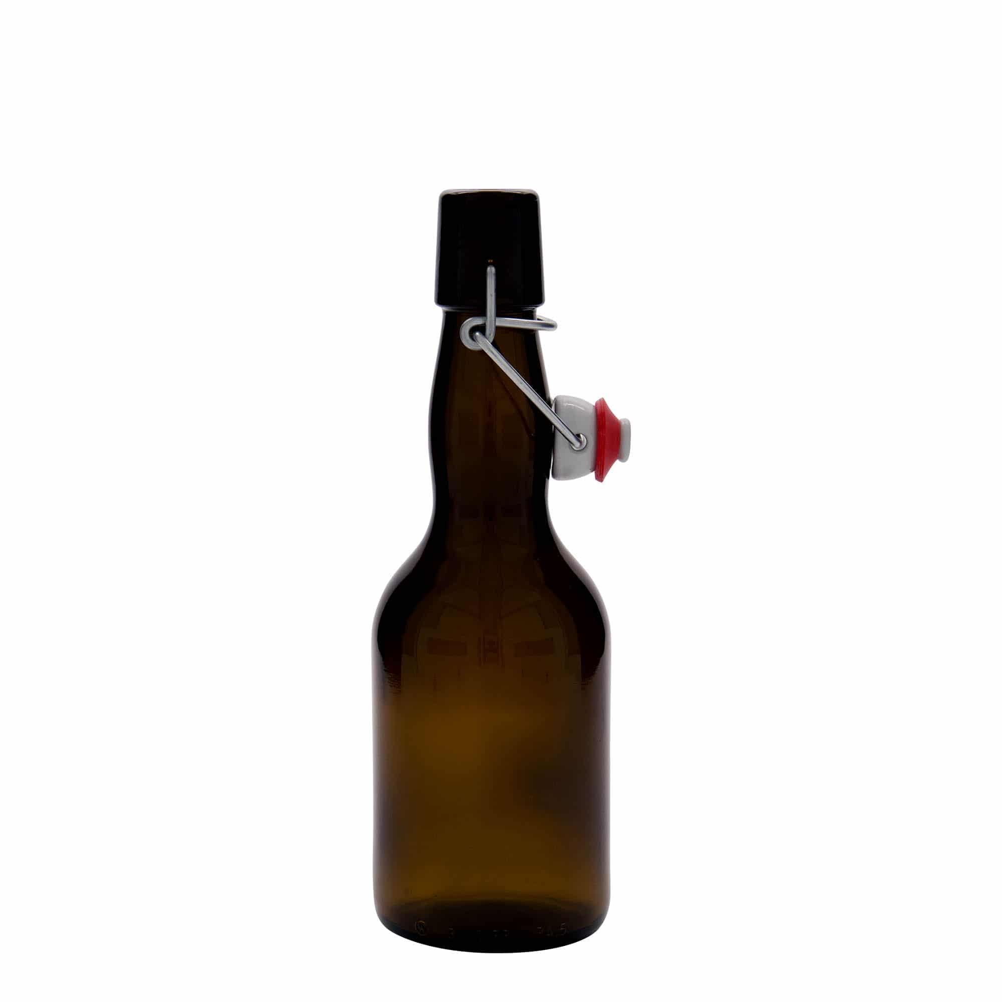 Botella de cerveza con cuello estilo belga de 330 ml, vidrio, marrón, boca: tapón mecánico