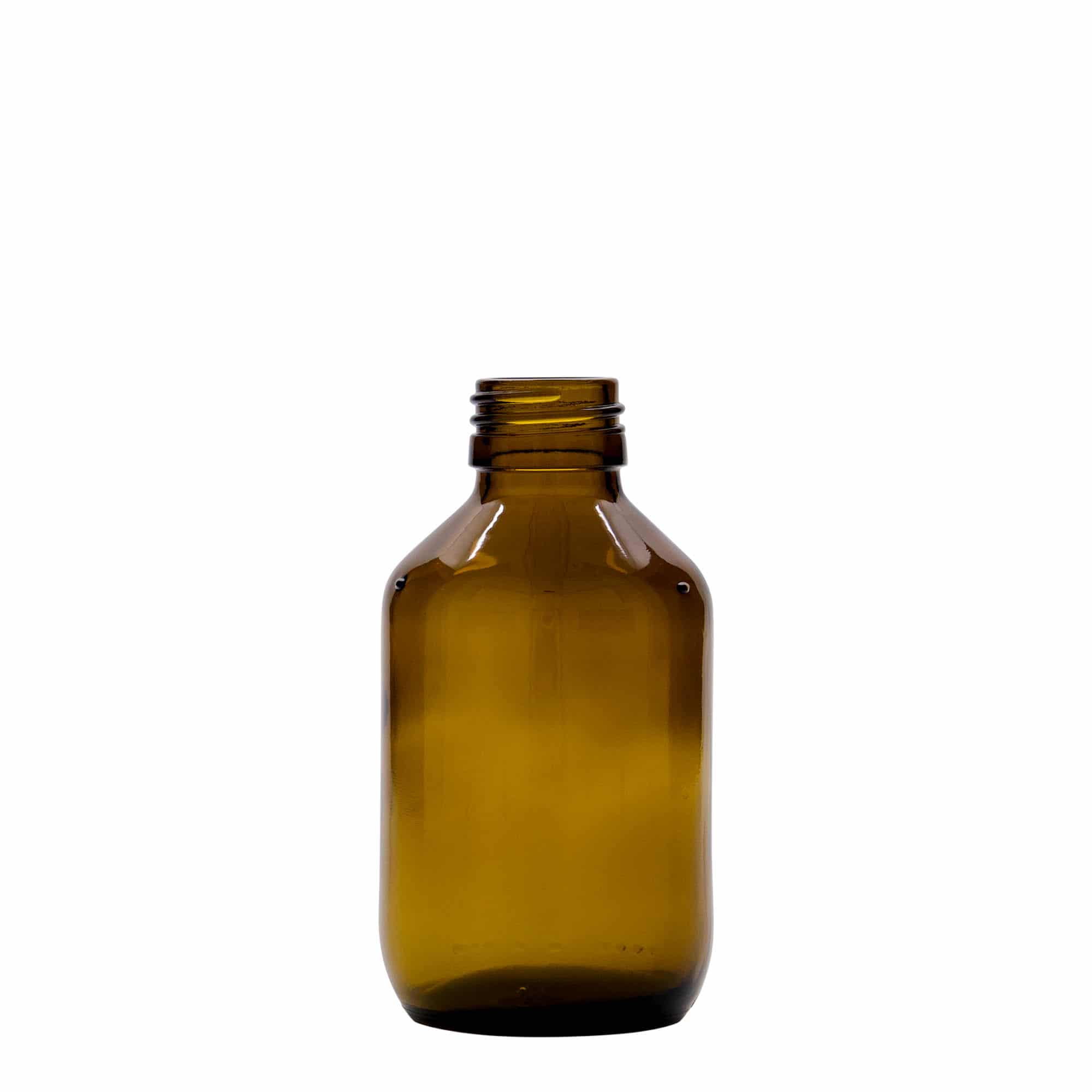 Frasco de medicamentos de 150 ml, marrón, vidrio, boca: PP 28 Frasco de medicamentos de 150 ml, marrón, vidrio, boca: PP 28