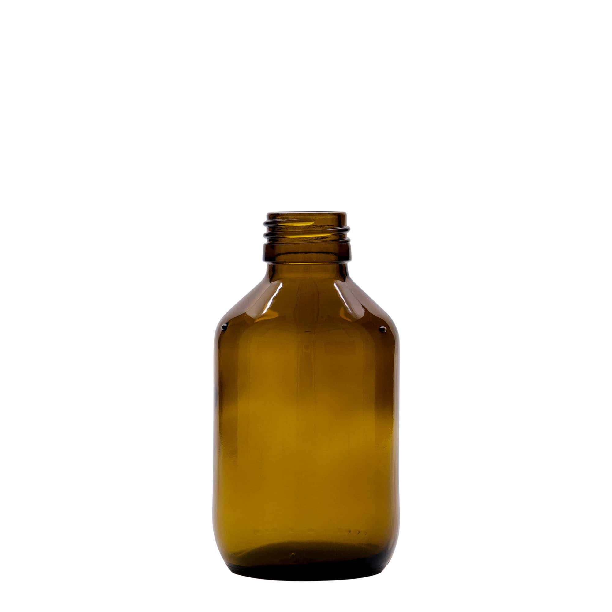 150 ml frasco medicinal, marrón, vidrio, boca: PP 28