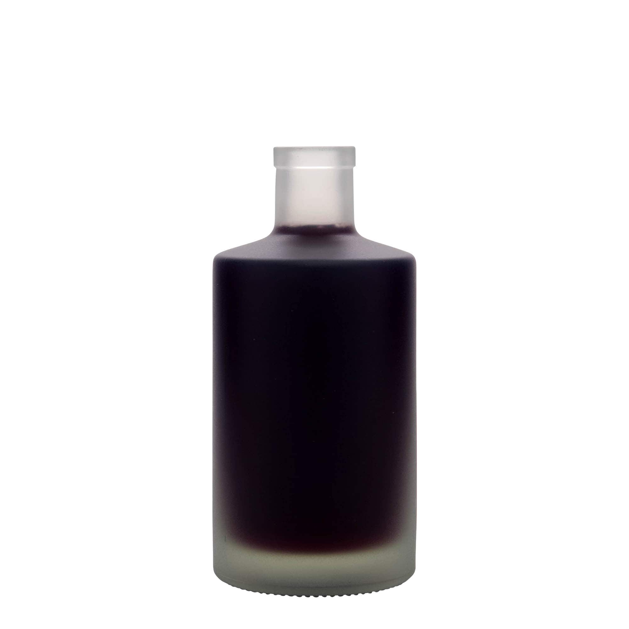 Botella de vidrio 'Caroline' de 500 ml, efecto helado, boca: corcho