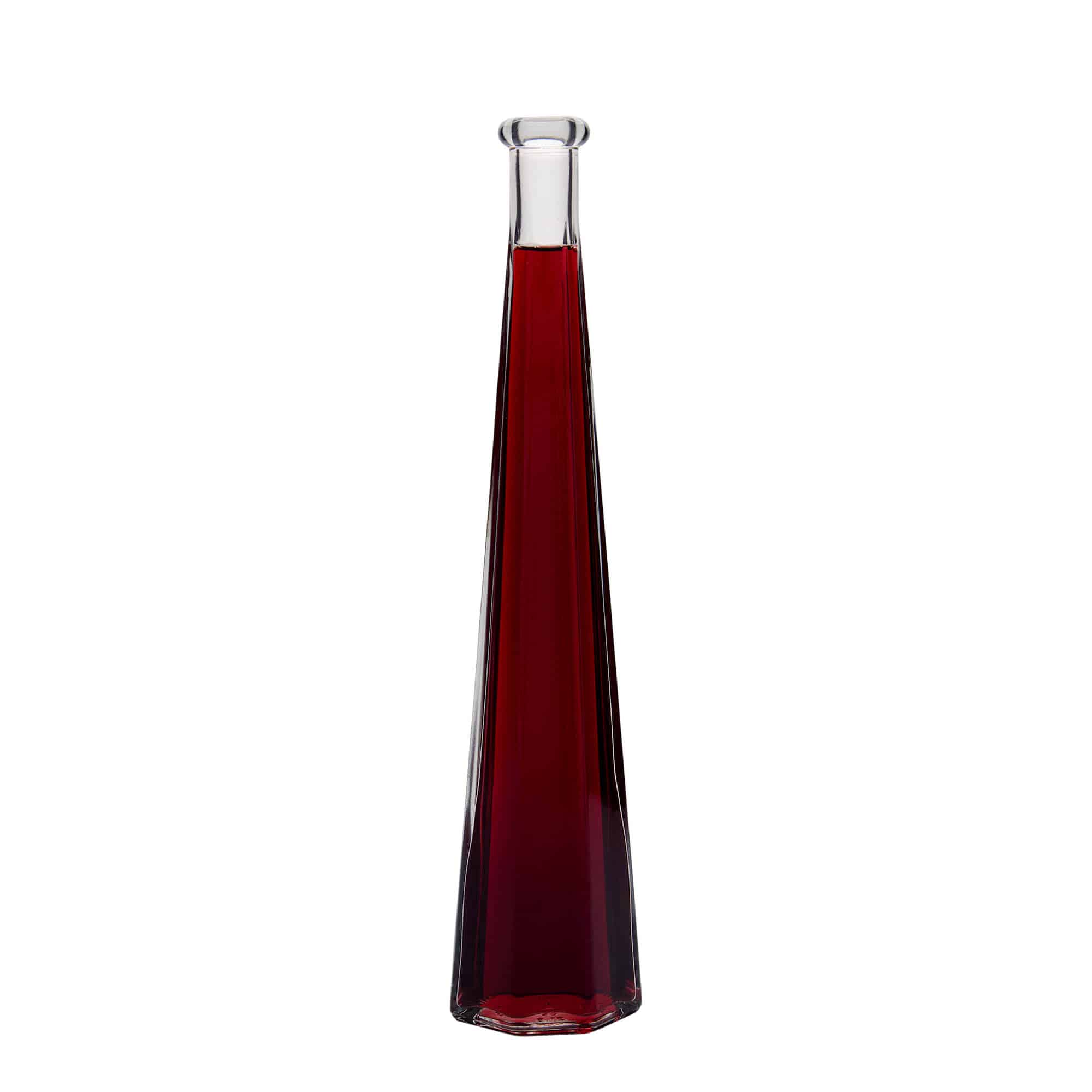 Botella de vidrio de 200 ml 'Dama Sexta', hexagonal, boca: corcho