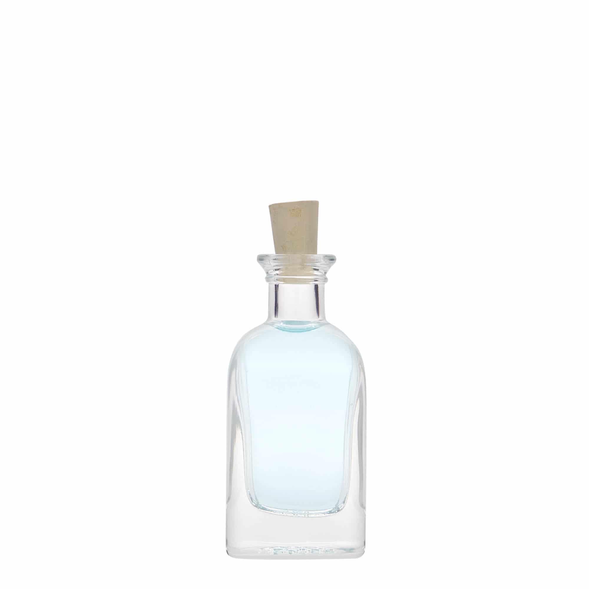 Botella de vidrio de farmacia 'Carré' de 40 ml, cuadrada, boca: corcho