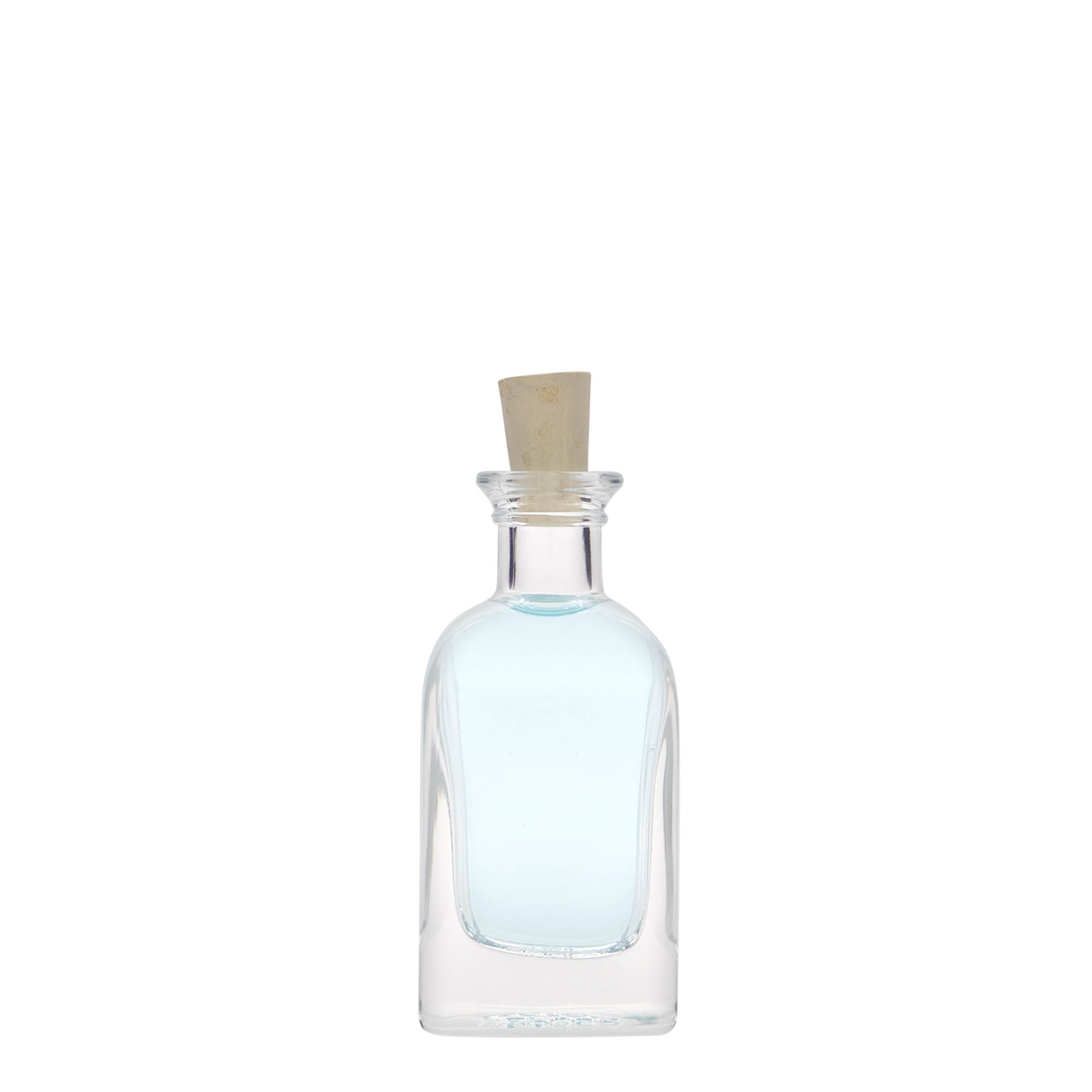 Botella de cristal de 40 ml Apotheker Carré, cuadrada, boca: corcho Botella de cristal de 40 ml Apotheker Carré, cuadrada, boca: corcho