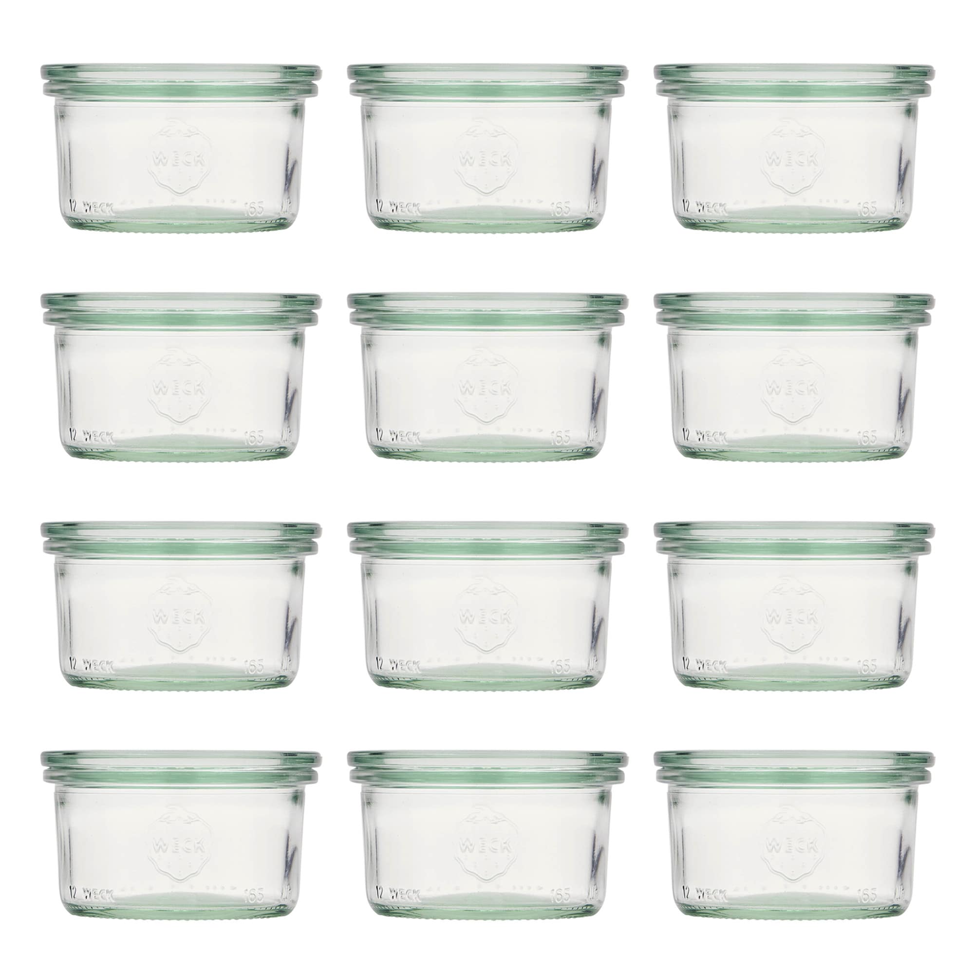 12x 165 ml tarro WECK de boca ancha con tapa de vidrio RR 80