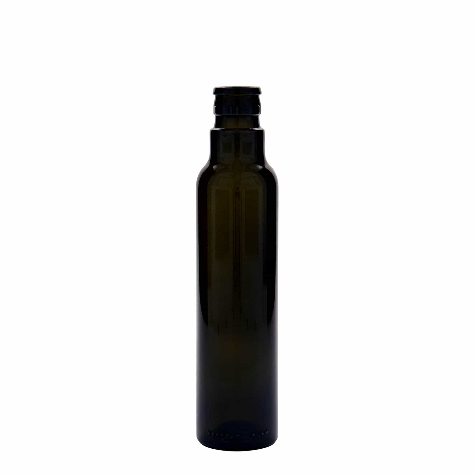 Botella de vinagre/aceite de 250 ml 'Willy New', vidrio, verde antiguo, boca: DOP