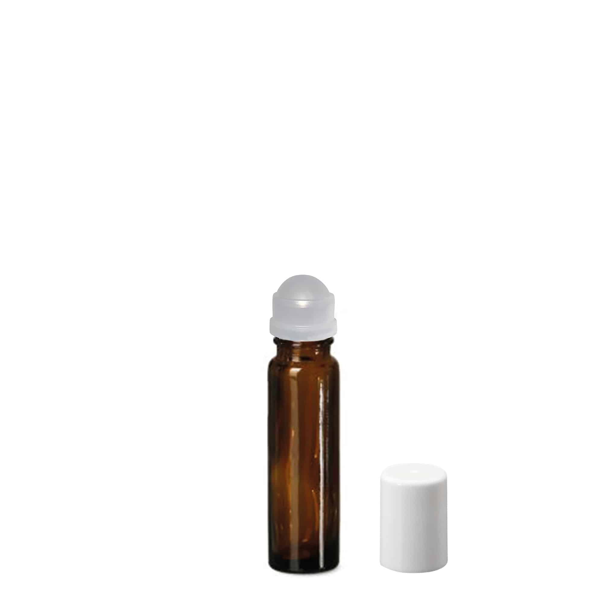 Botella de roll-on de 10 ml, vidrio, marrón, boca: cierre de rosca