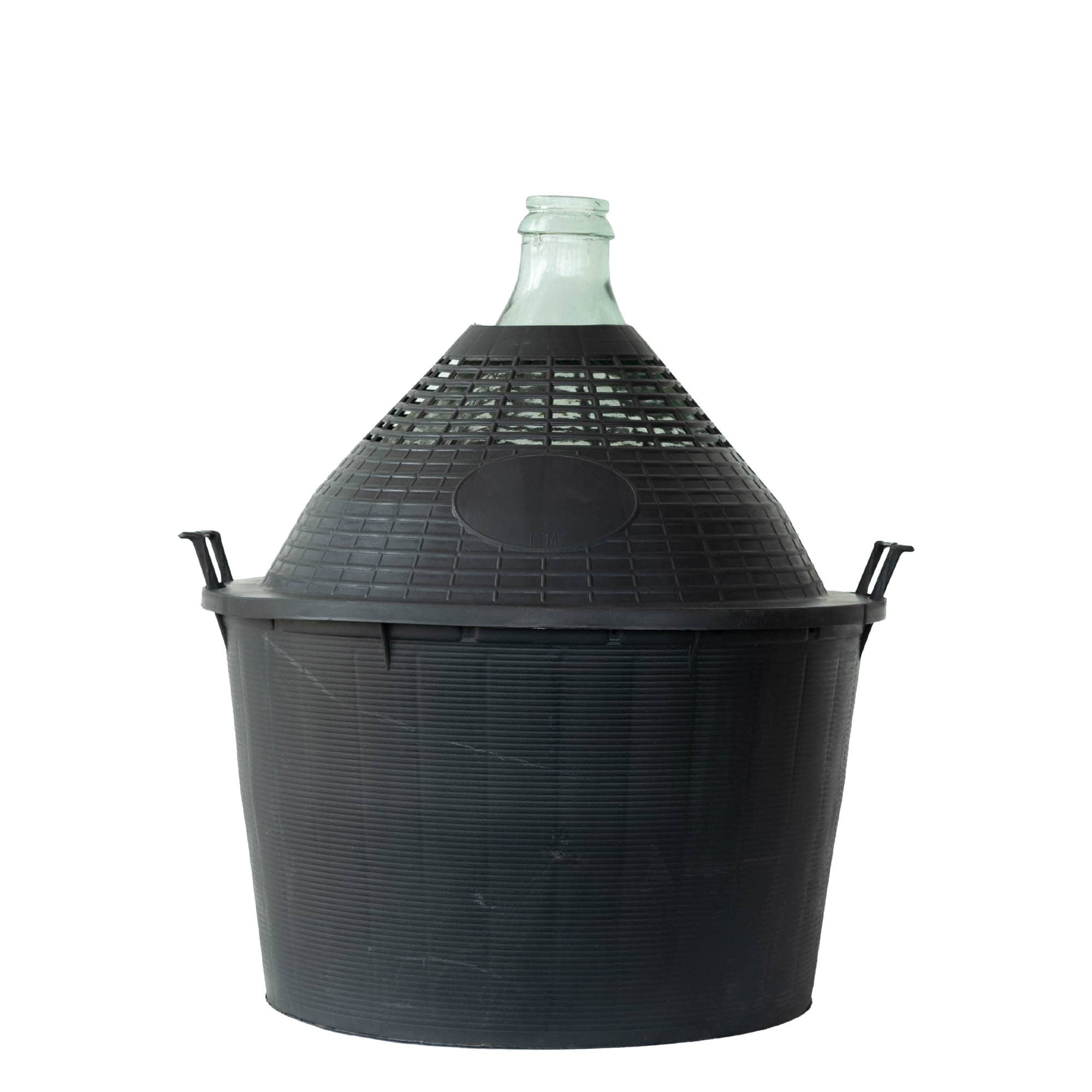 Botella de balón de 34 l, cuello estrecho, vidrio, boca: tapa de solapa