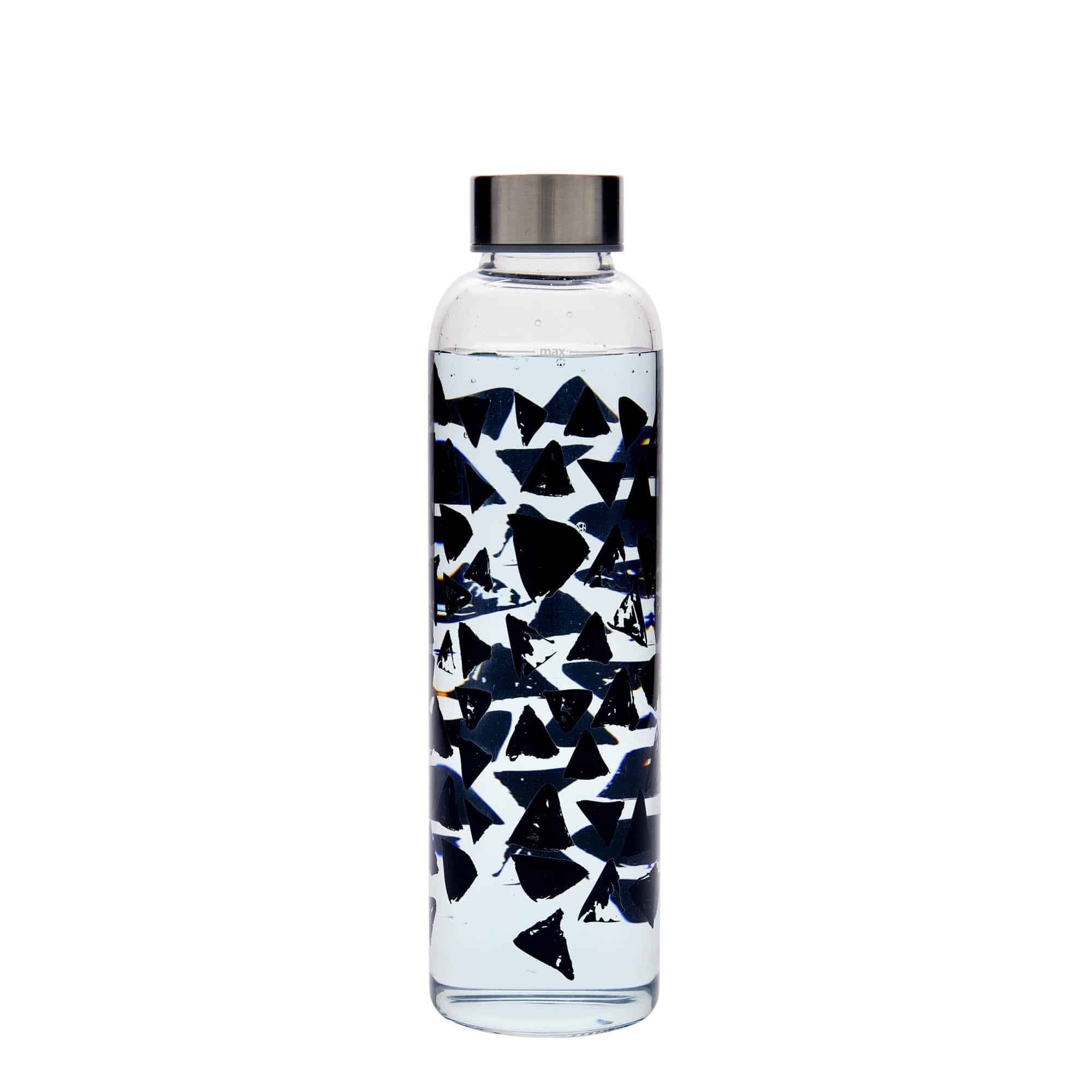 Botella de agua 'Perseus' de 500 ml, motivo: triángulos negros, boca: tapón de rosca