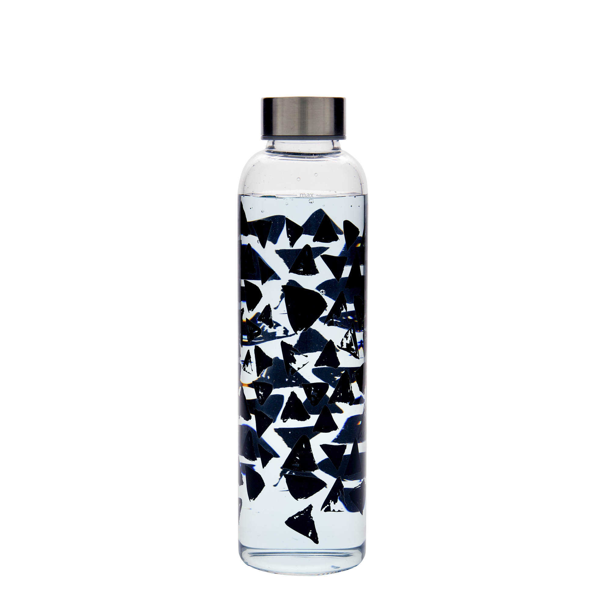 Botella de agua 'Perseus' de 500 ml, motivo: triángulos negros, boca: tapón de rosca