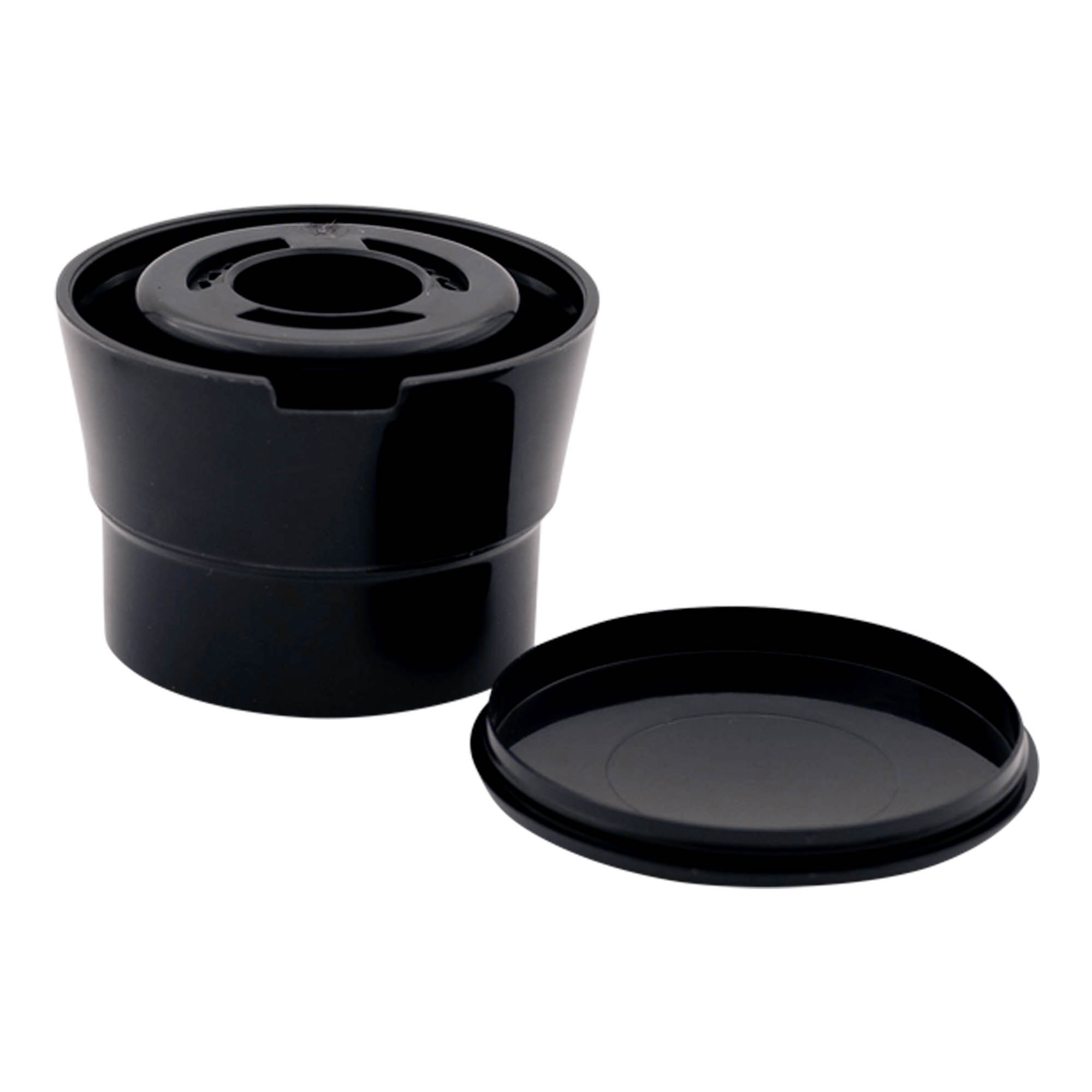 Tapón molinillo para bote de especias, plástico de PP, negro, para boca: GPI 38/400