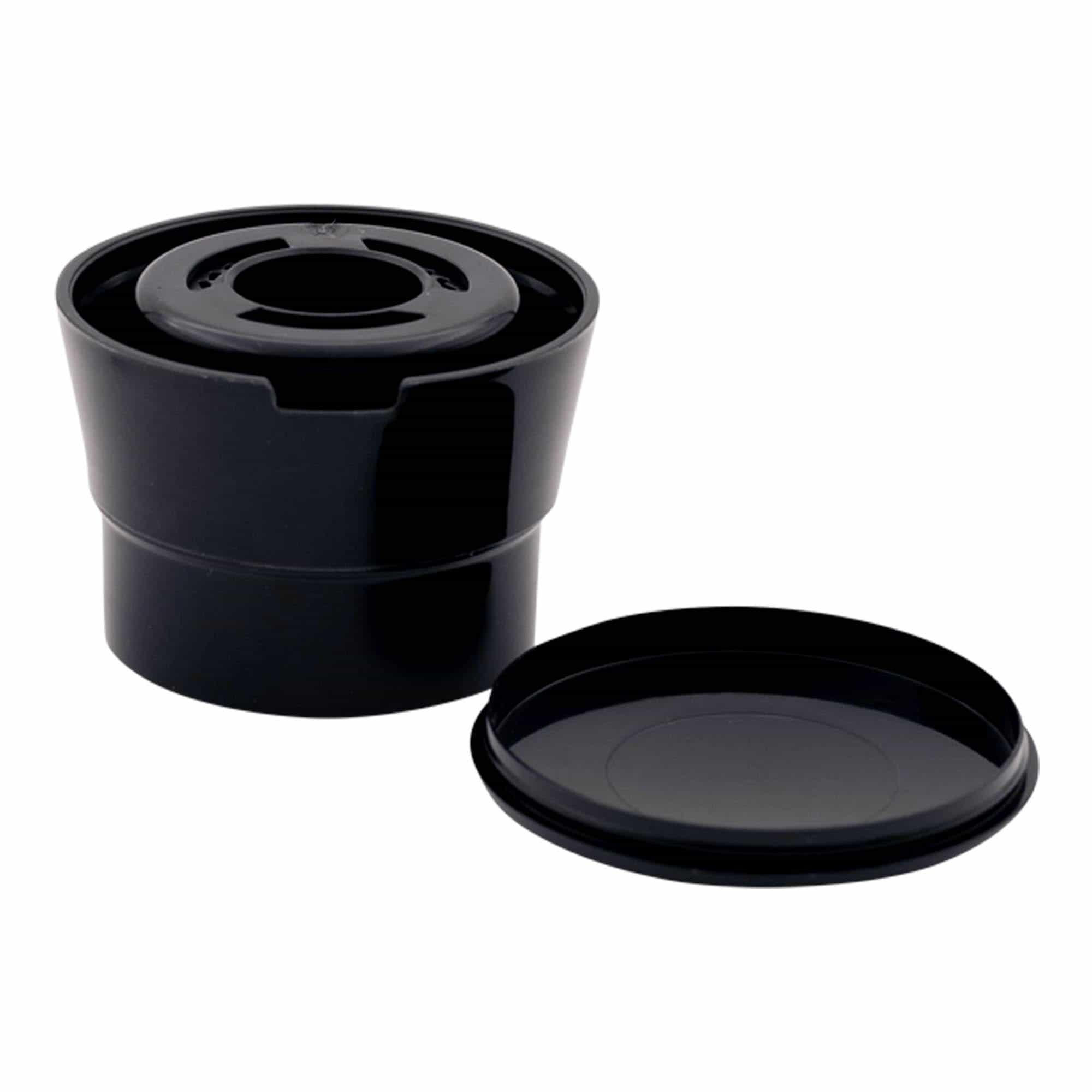 Tapón molinillo para bote de especias, plástico de PP, negro, para boca: 38/400
