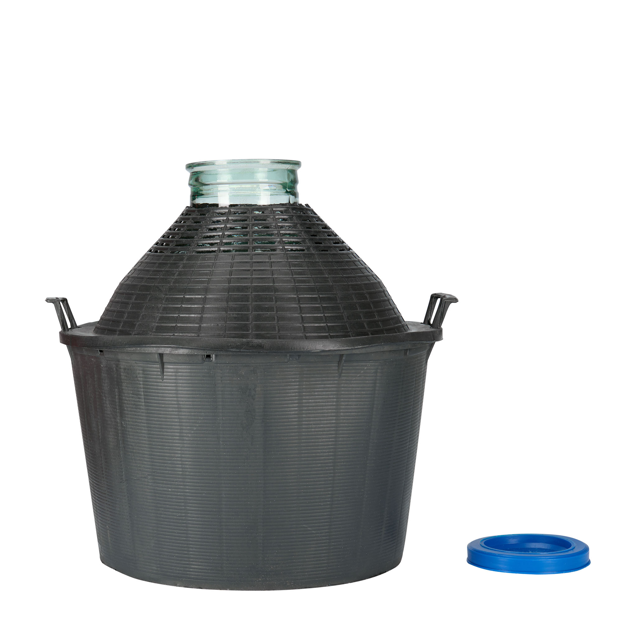 Botella de balón de 34 l, boca ancha, vidrio, boca: tapa de solapa
