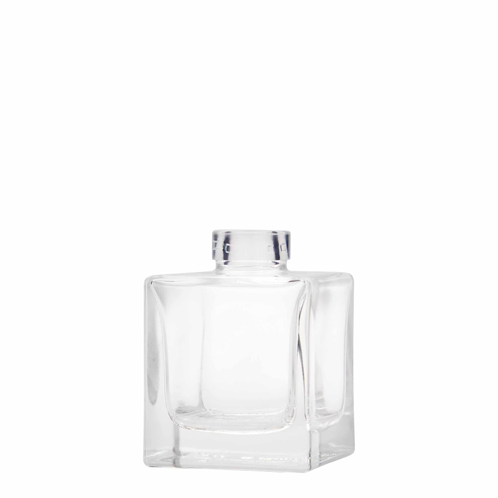 Botella de vidrio 'Cube' de 100 ml, cuadrada, boca: corcho