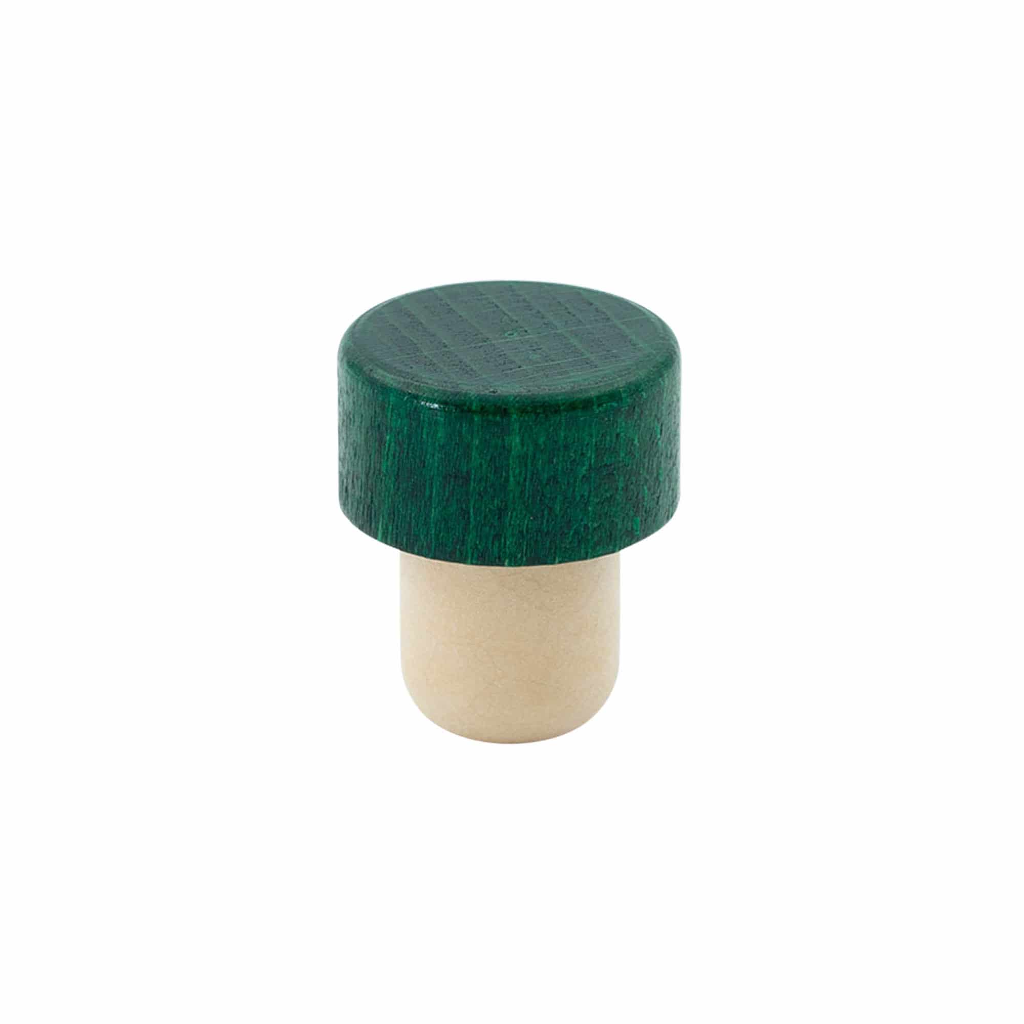 Corcho con cabeza de 19 mm, madera, verde, para boca: corcho Corcho con cabeza de 19 mm, madera, verde, para boca: corcho