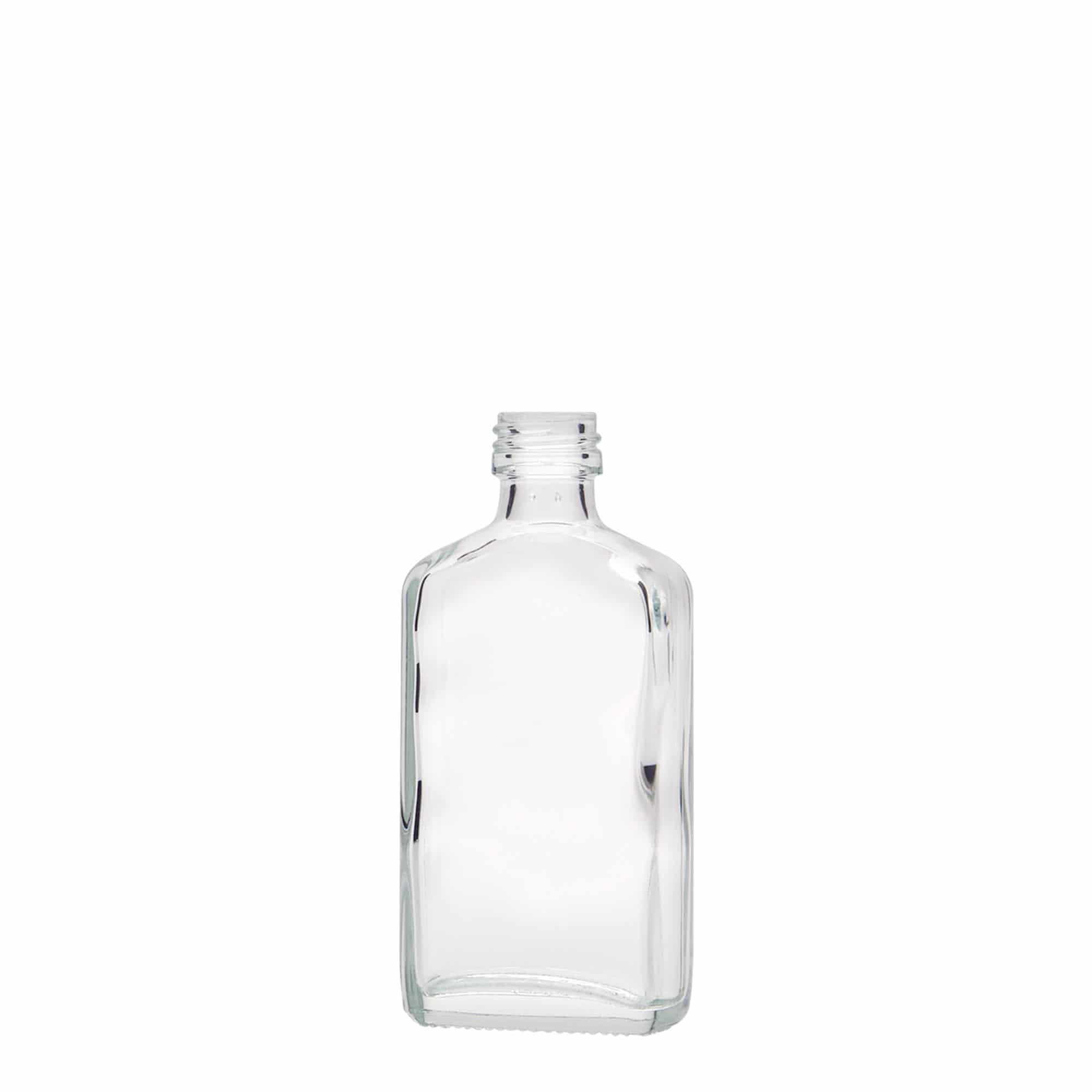 Botella de bolsillo de 50 ml, rectangular, vidrio, boca: PP 18