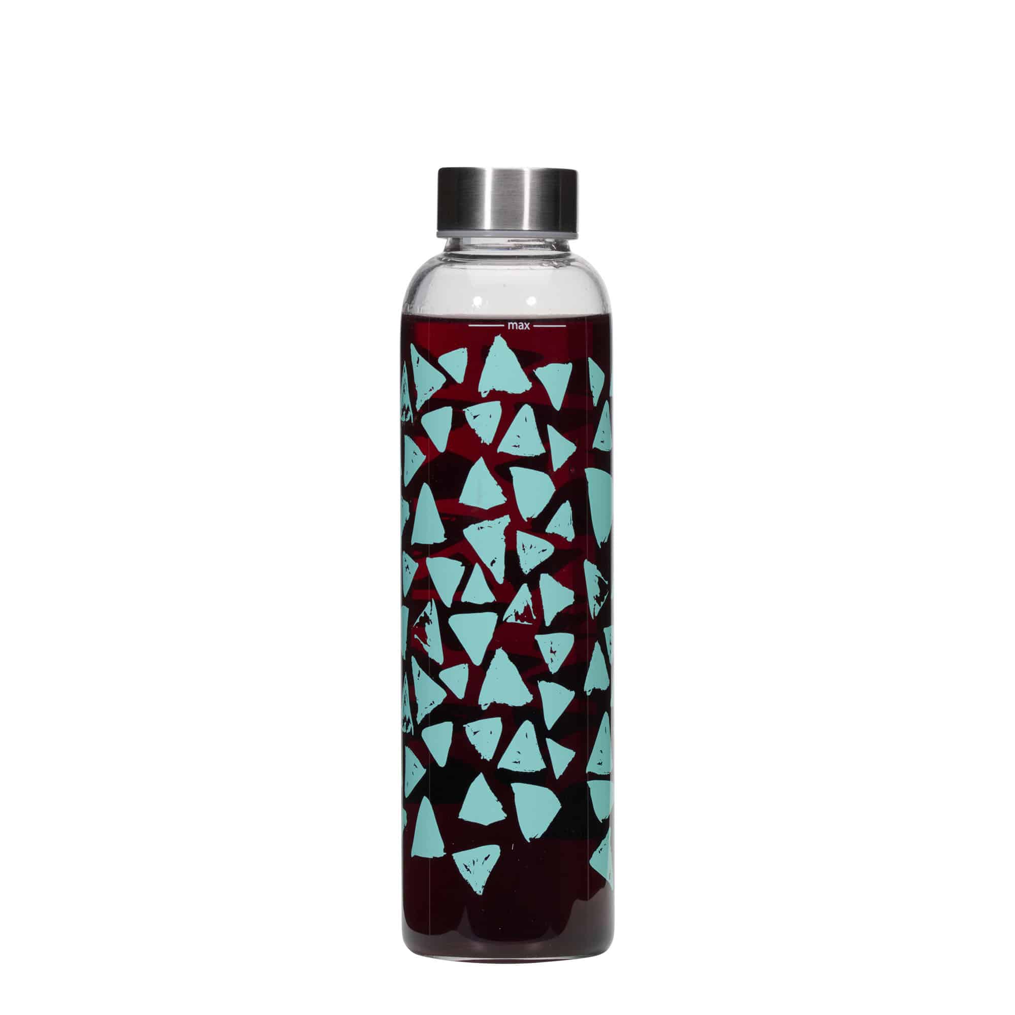 Botella de agua 'Perseus' de 500 ml, motivo: Triángulos turquesas, boca: tapón de rosca