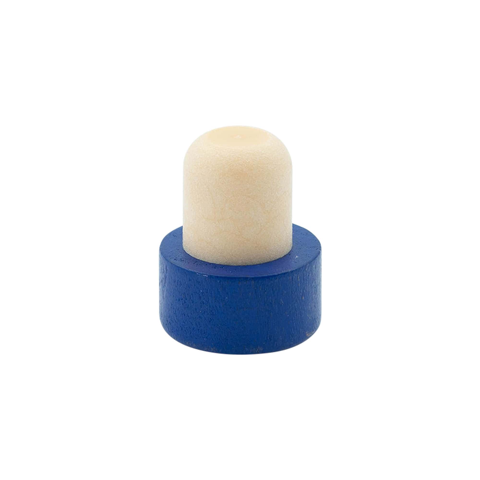 Tapón de corcho con asa 19 mm, madera/plástico, azul, para boca: corcho