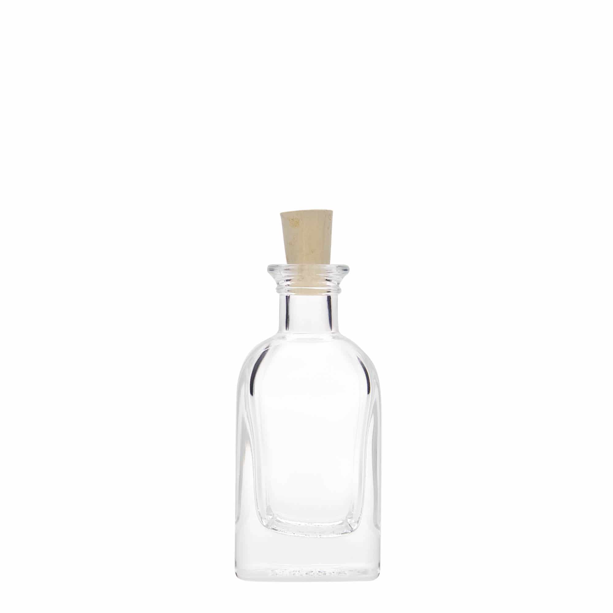 Botella de cristal de 40 ml Apotheker Carré, cuadrada, boca: corcho Botella de cristal de 40 ml Apotheker Carré, cuadrada, boca: corcho