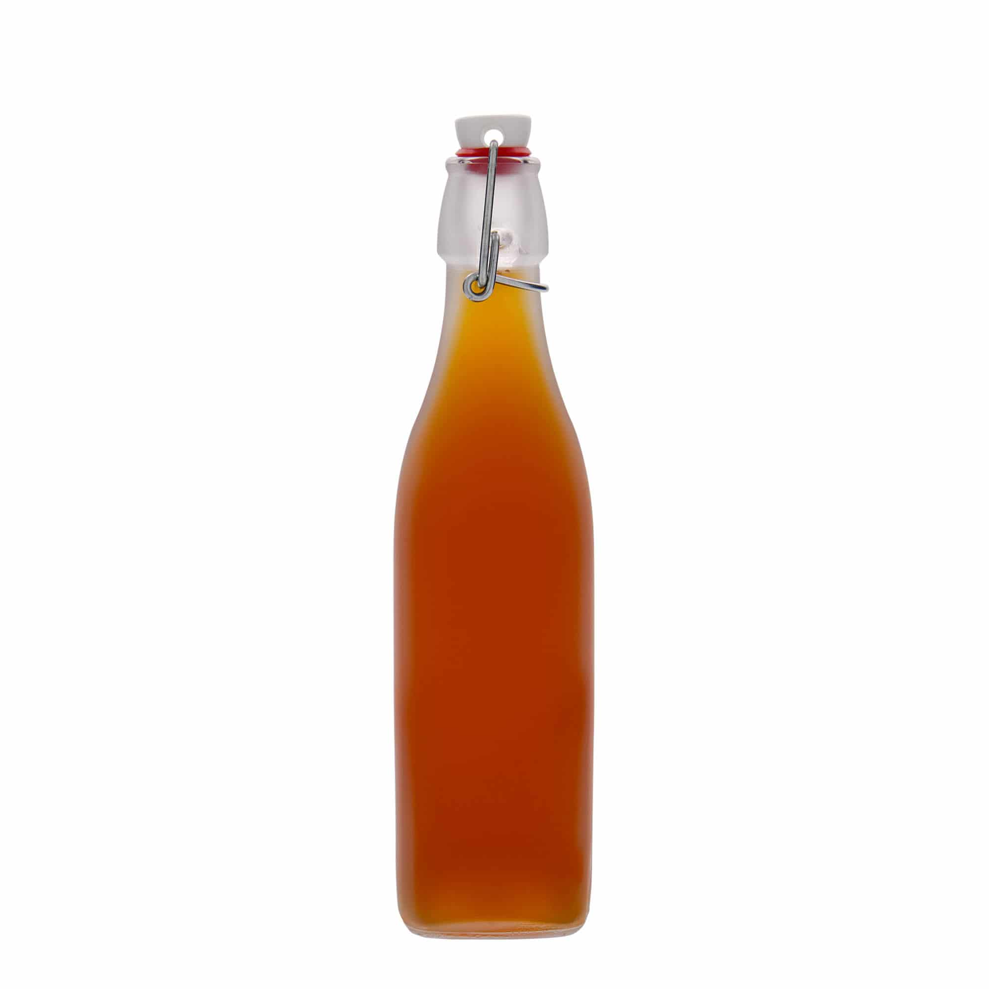 Botella de vidrio de 500 ml «Swing, cuadrada, blanca, boca: cierre de palanca»