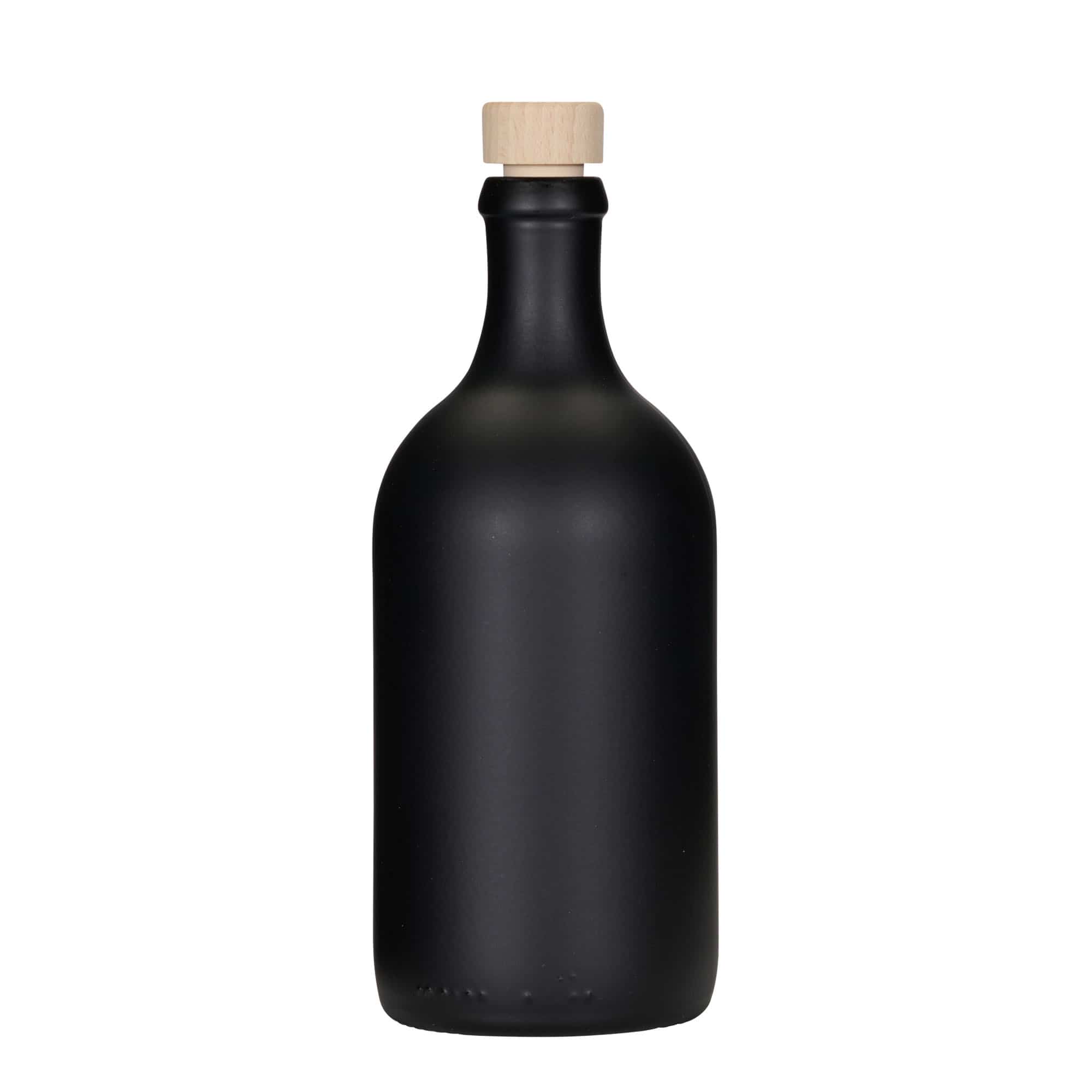 Botella de vidrio 'Ginevra Leggera' de 500 ml, negro, boca: corcho