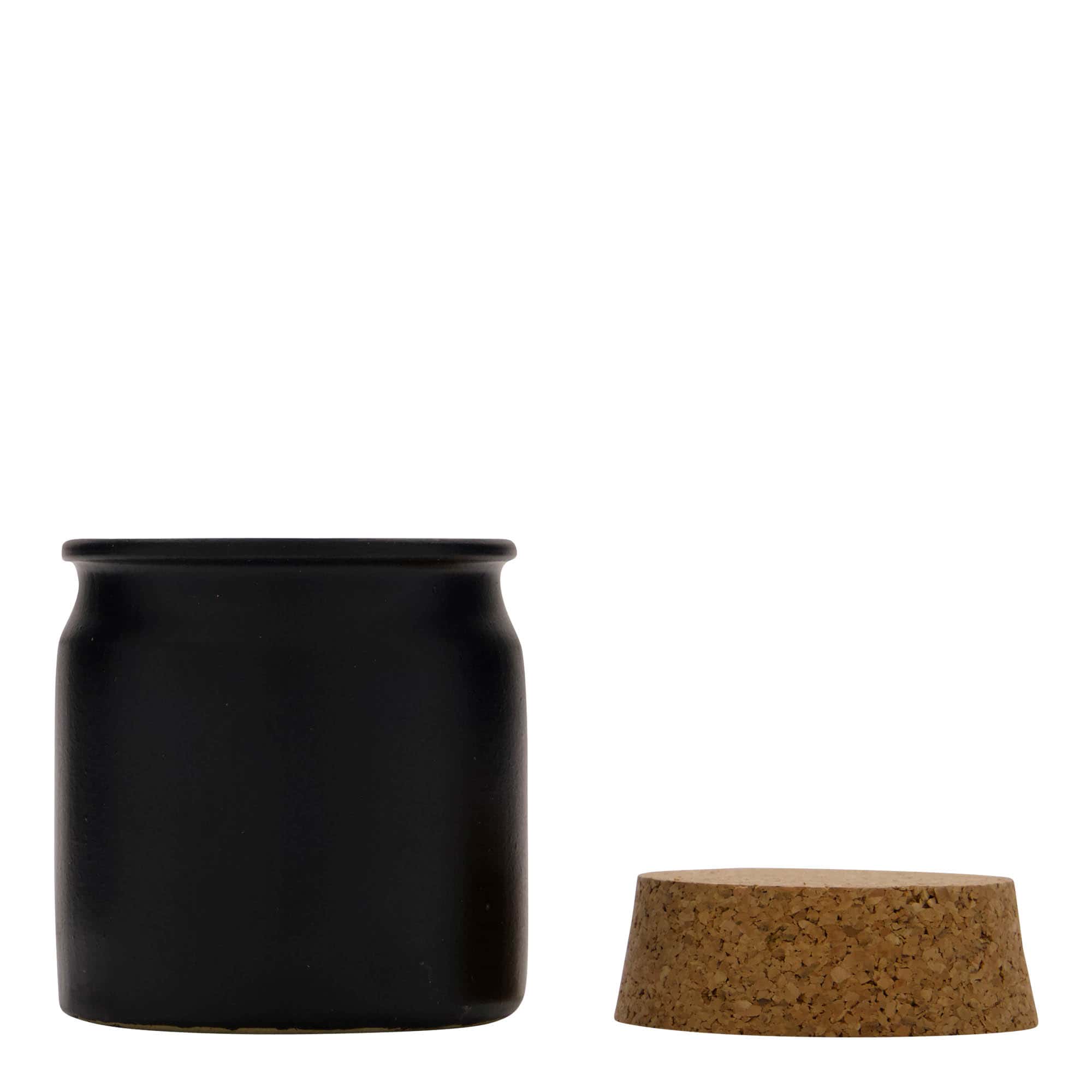 Olla de gres de 160 ml, cerámica, negro, boca: corcho