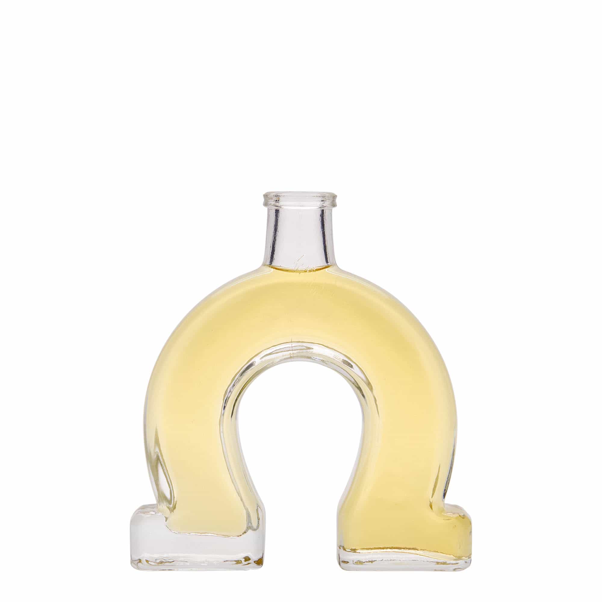 Botella de vidrio 'Herradura' de 100 ml, boca: corcho