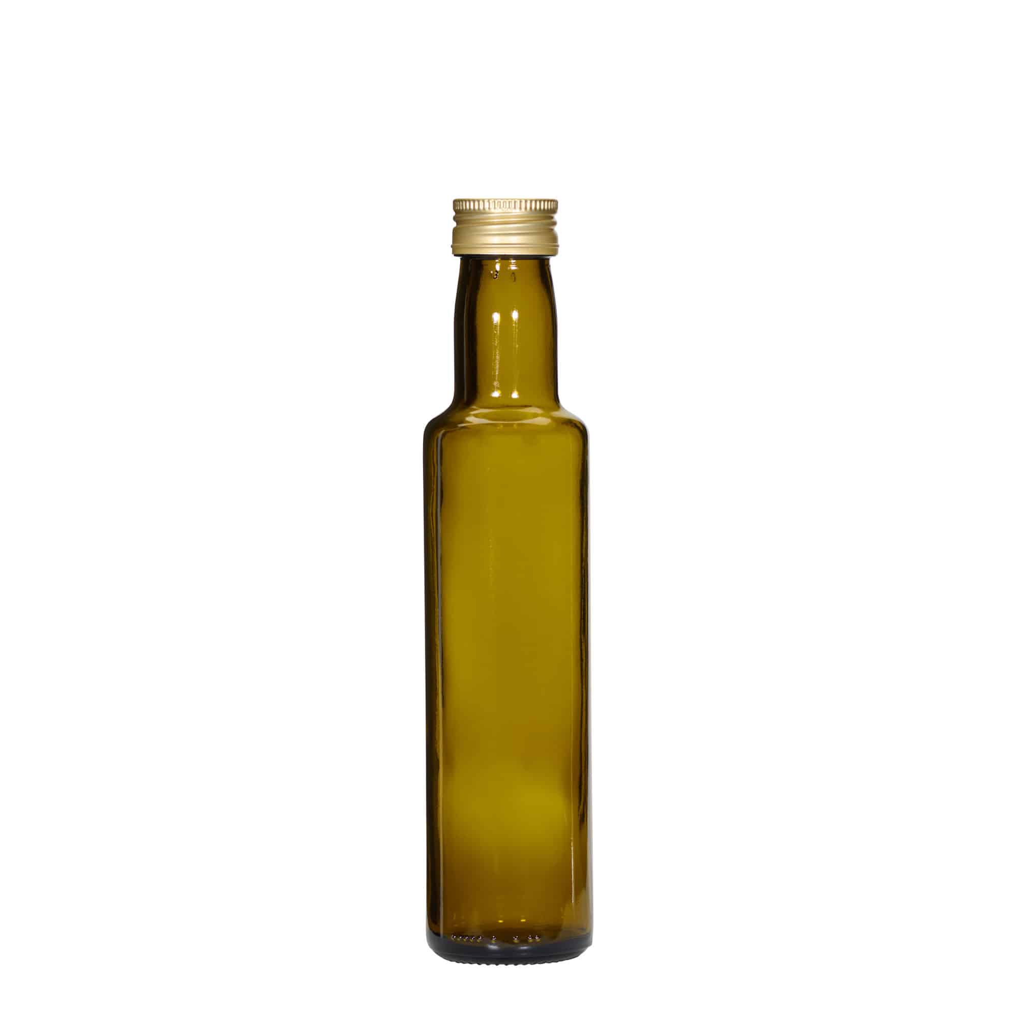 Botella de vidrio de 250 ml «Dorica», verde antiguo, boca: PP 31,5