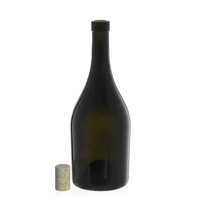 Botella de vino 'Exclusive' de 750 ml, verde antiguo, boca: corcho