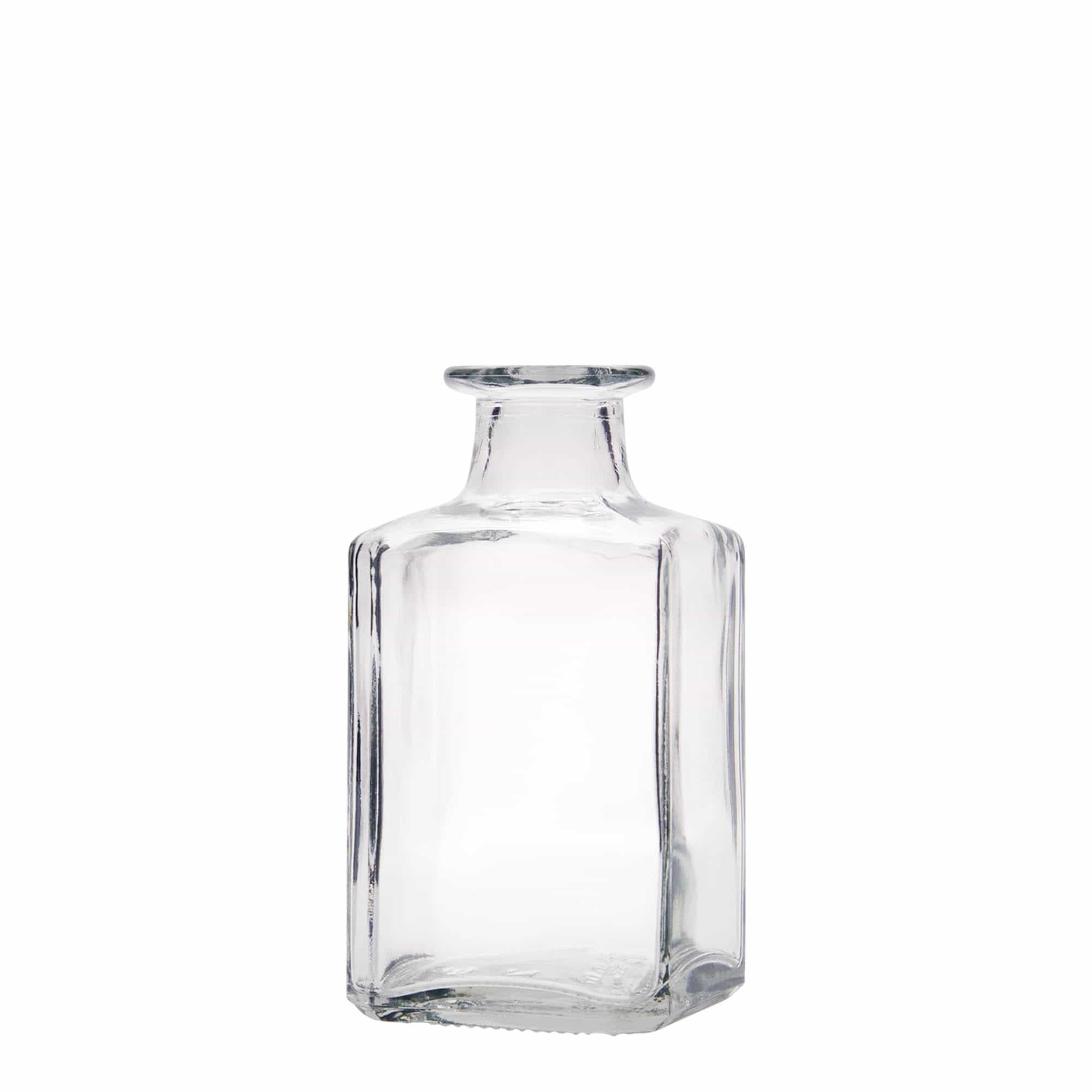 Botella de vidrio de 250 ml 'Torben', cuadrada, boca: corcho