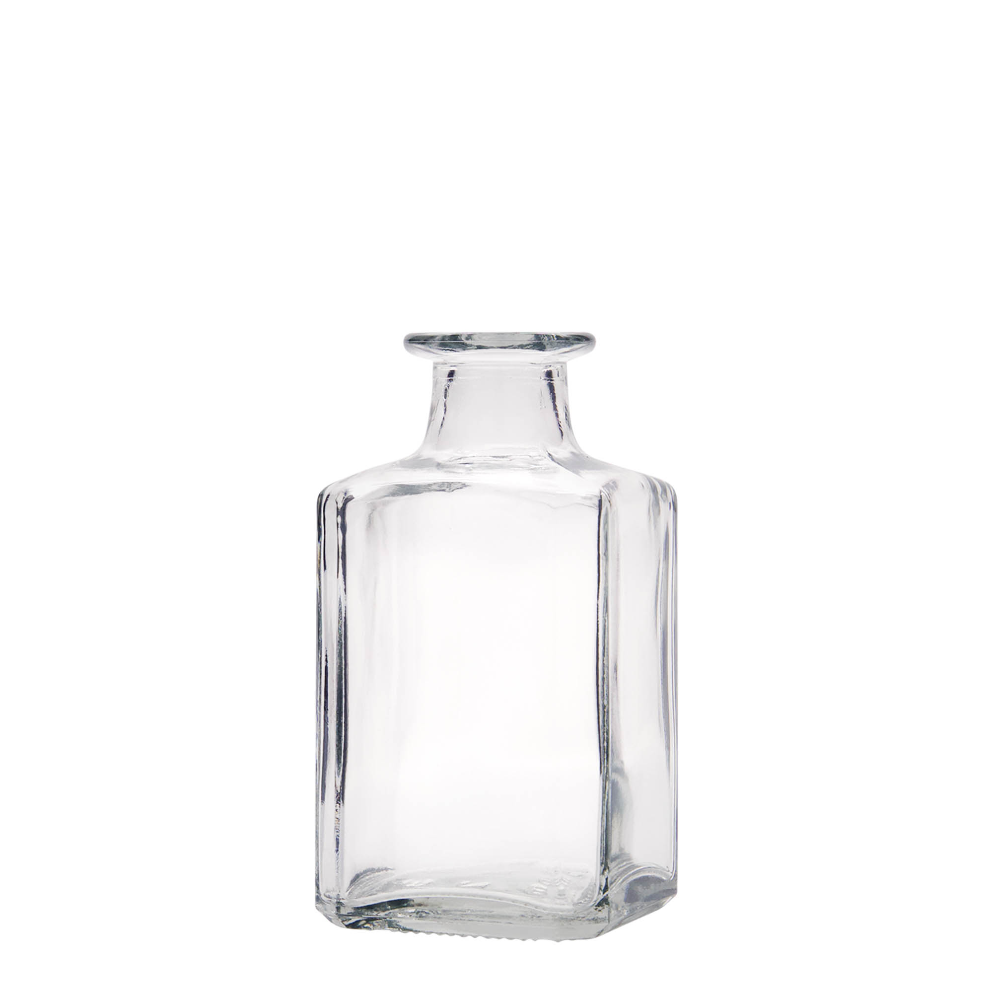 Botella de vidrio de 250 ml «Torben», cuadrada, boca: corcho