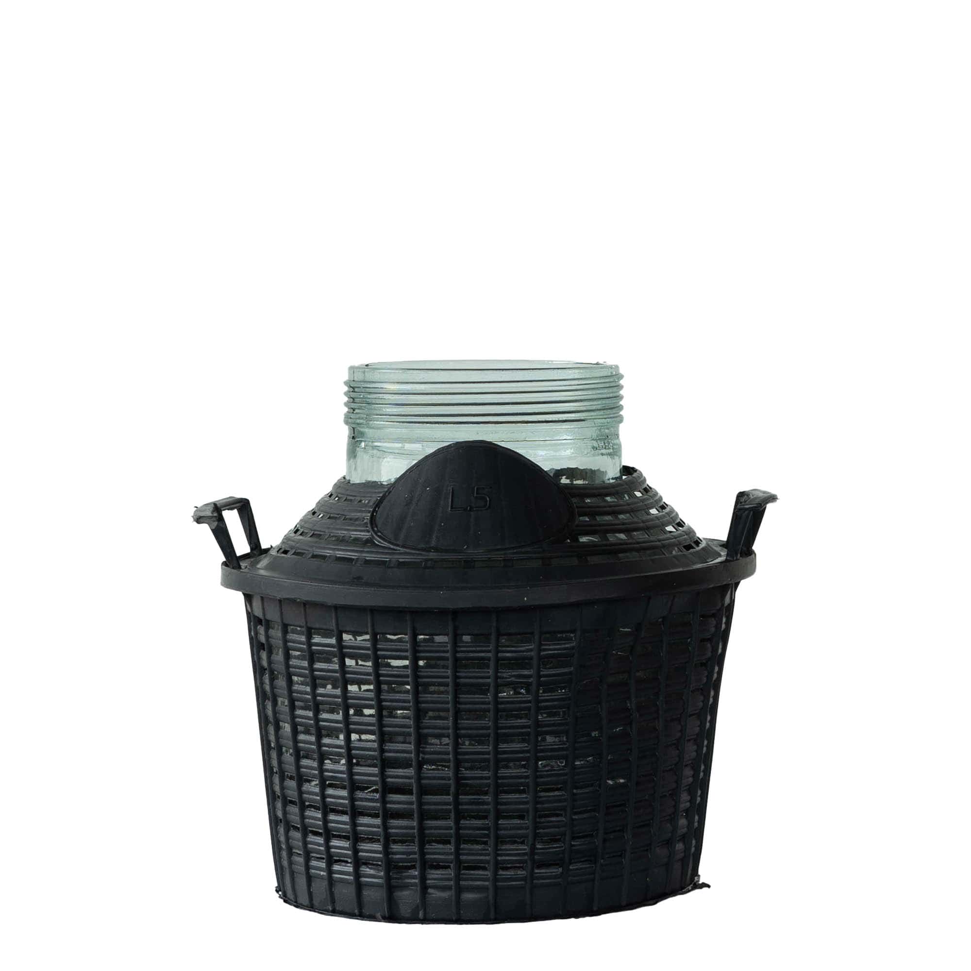 Botella de balón de 5 l de cuello ancho, vidrio, boca: cierre roscado