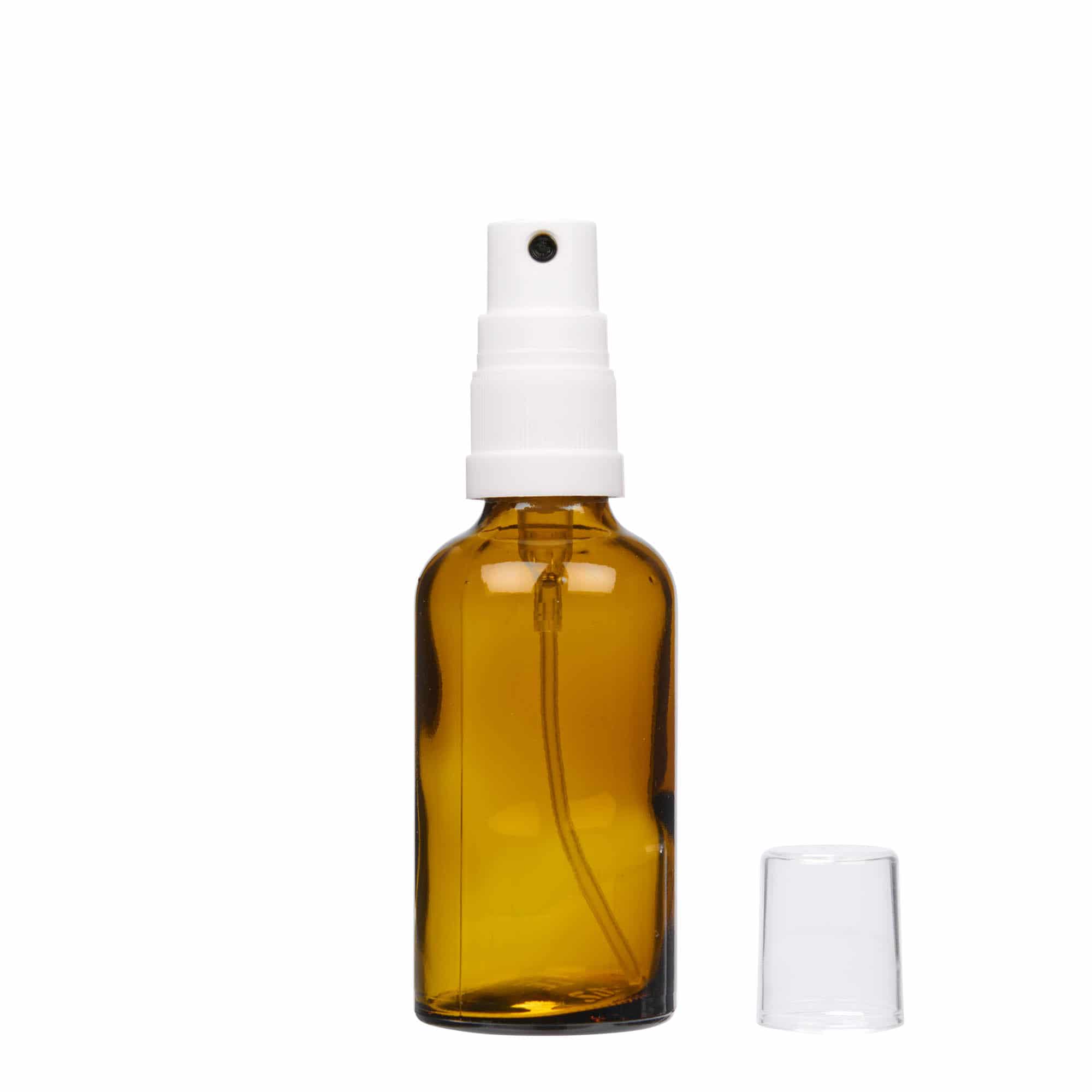 50 ml frasco pulverizador medicamento, vidrio, marrón, boquilla: DIN 18
