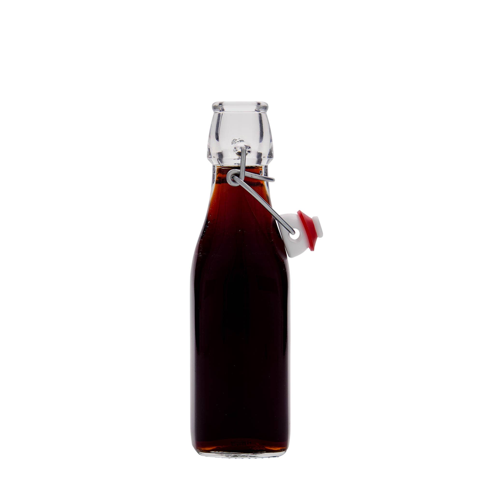 Botella de vidrio 'Swing' de 250 ml, cuadrada, boca: tapón mecánico