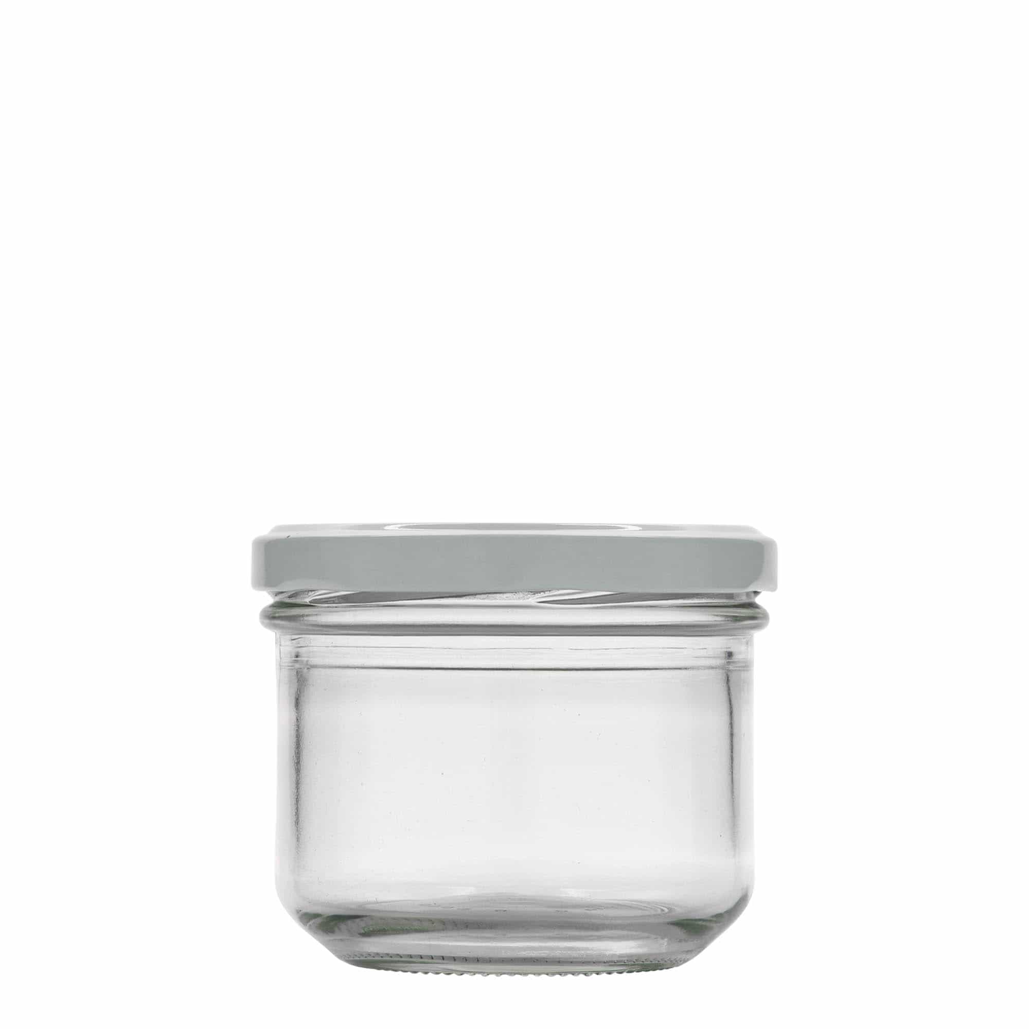 250 ml tarro de vidrio con fondo plano, boca: Twist-Off (TO 82)