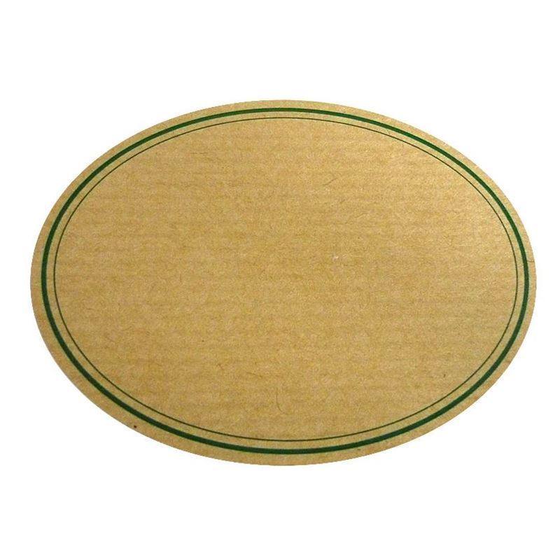 Etiqueta natural, ovalada, papel, verde-marrón