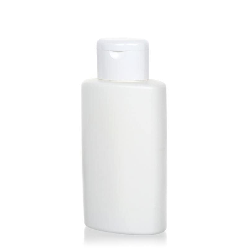 Botella de plástico 'Indy' de 250 ml, ovalada, HDPE, blanco, boca: tapón de rosca