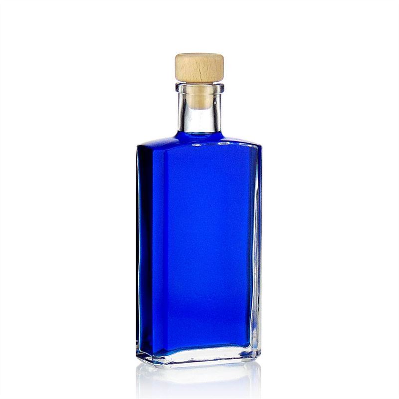 Botella de vidrio de 200 ml 'Shiny', rectangular, boca: corcho Botella de vidrio de 200 ml 'Shiny', rectangular, boca: corcho
