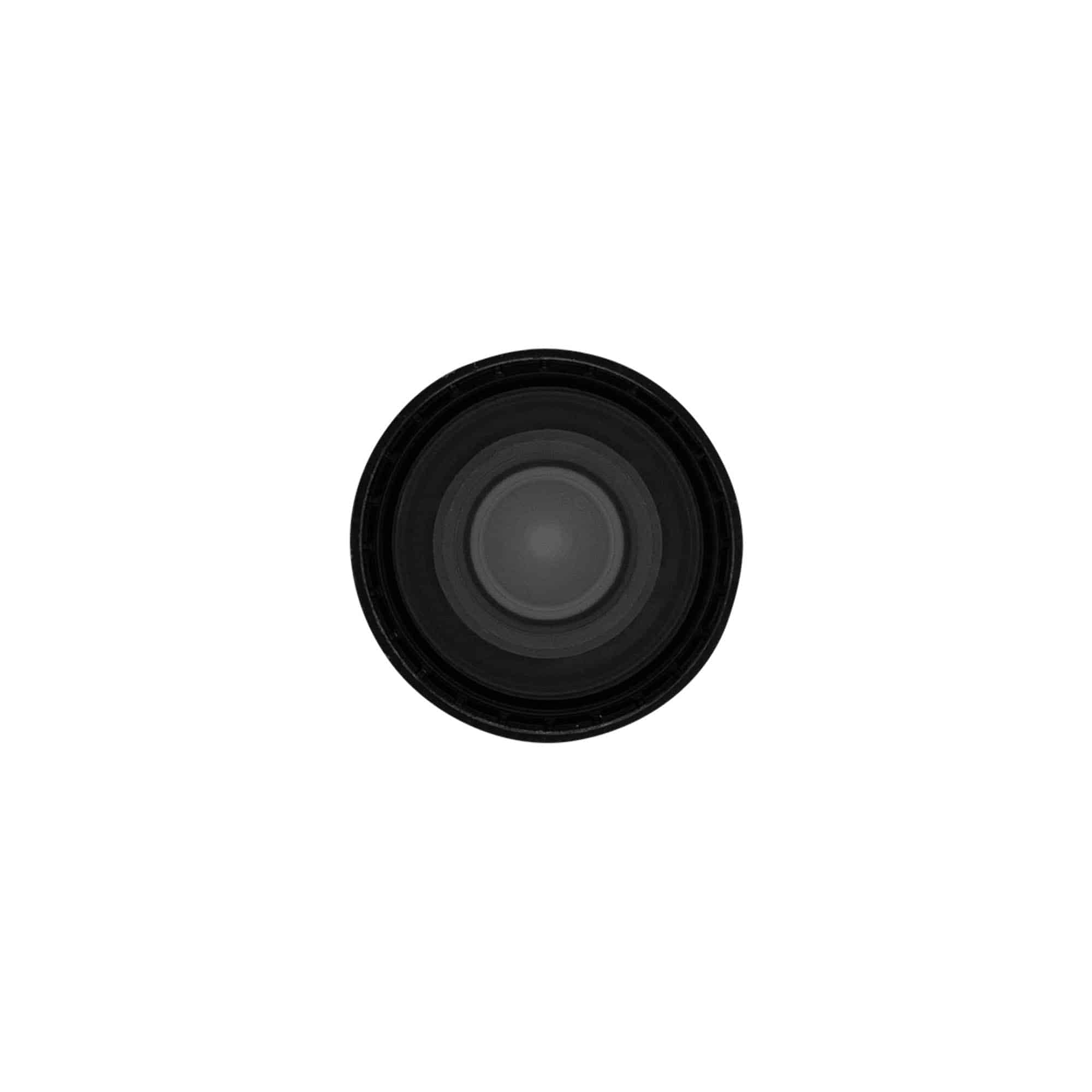 Tapón DOP con precinto de originalidad con vertedor, plástico de PE, negro