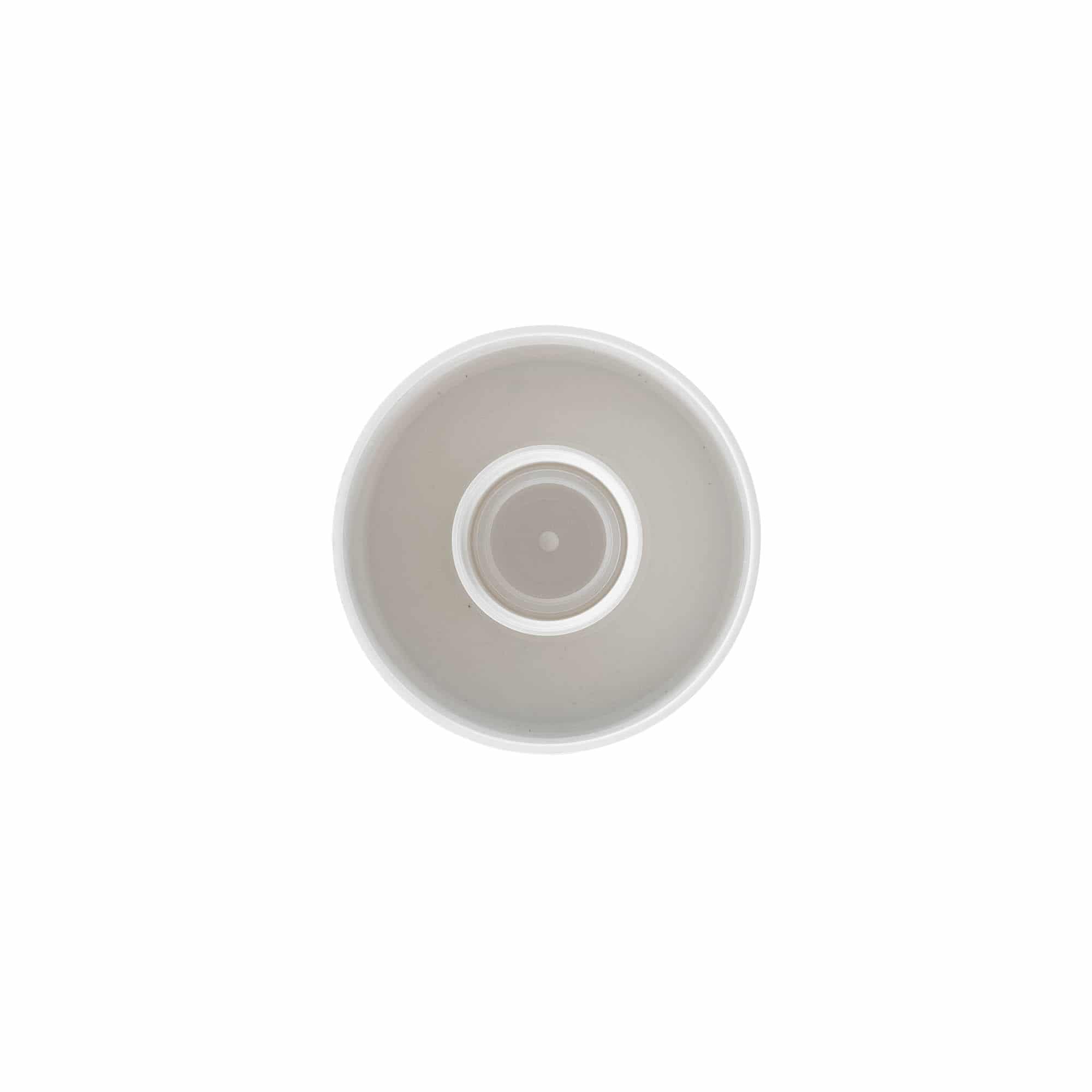 Tapa roscada para botella redonda con inserto de jeringa, plástico PE, blanco, para boca: DIN 25