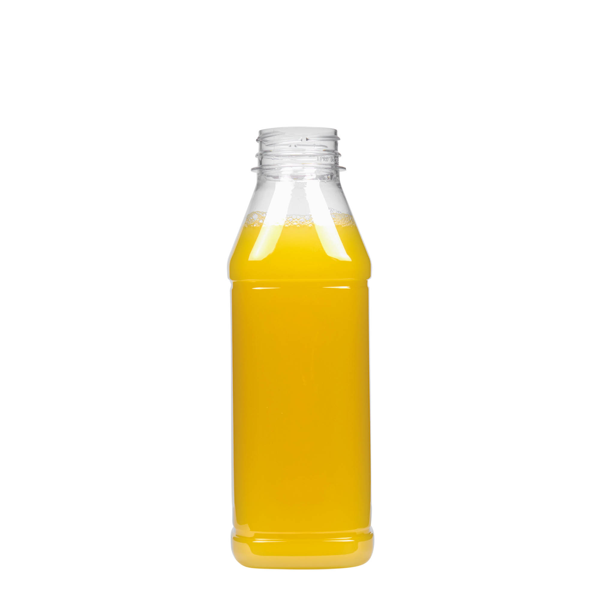Botella PET de 500 ml 'Milk and Juice Carré', cuadrada, plástico, boca: 38 mm