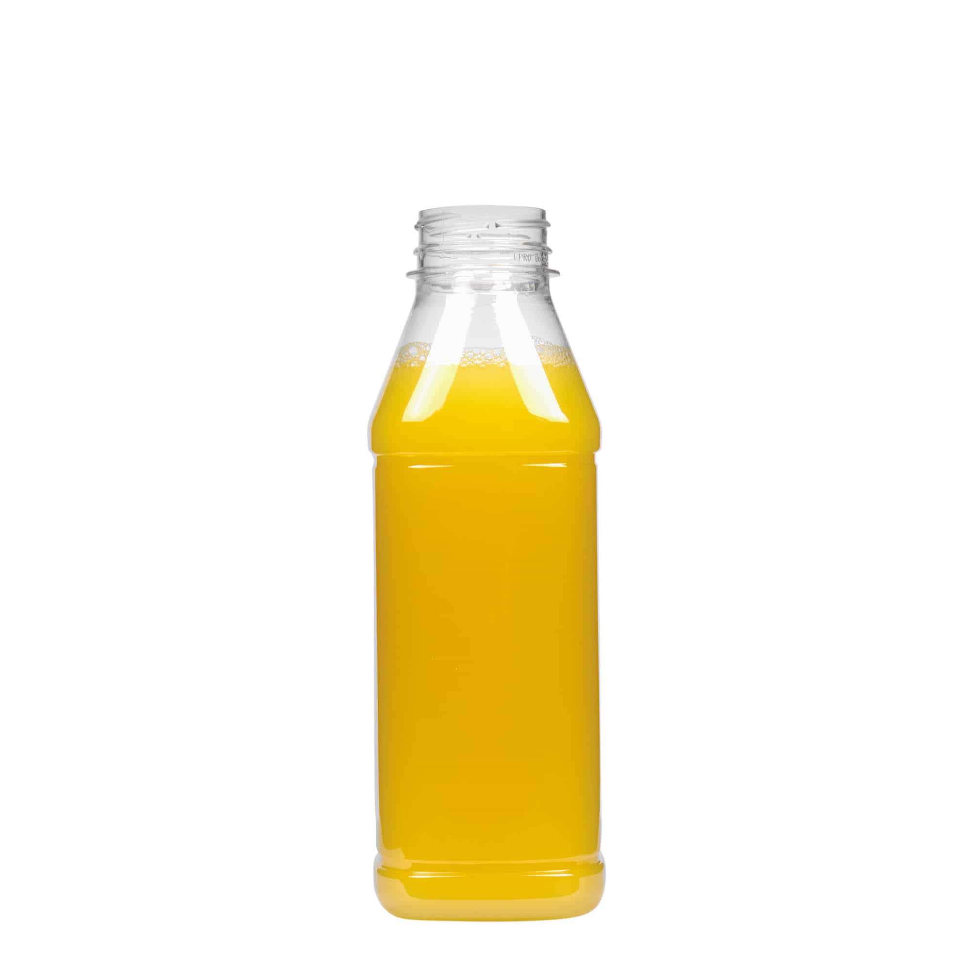 Botella PET de 500 ml 'Milk and Juice Carré', cuadrada, plástico, boca: 38 mm