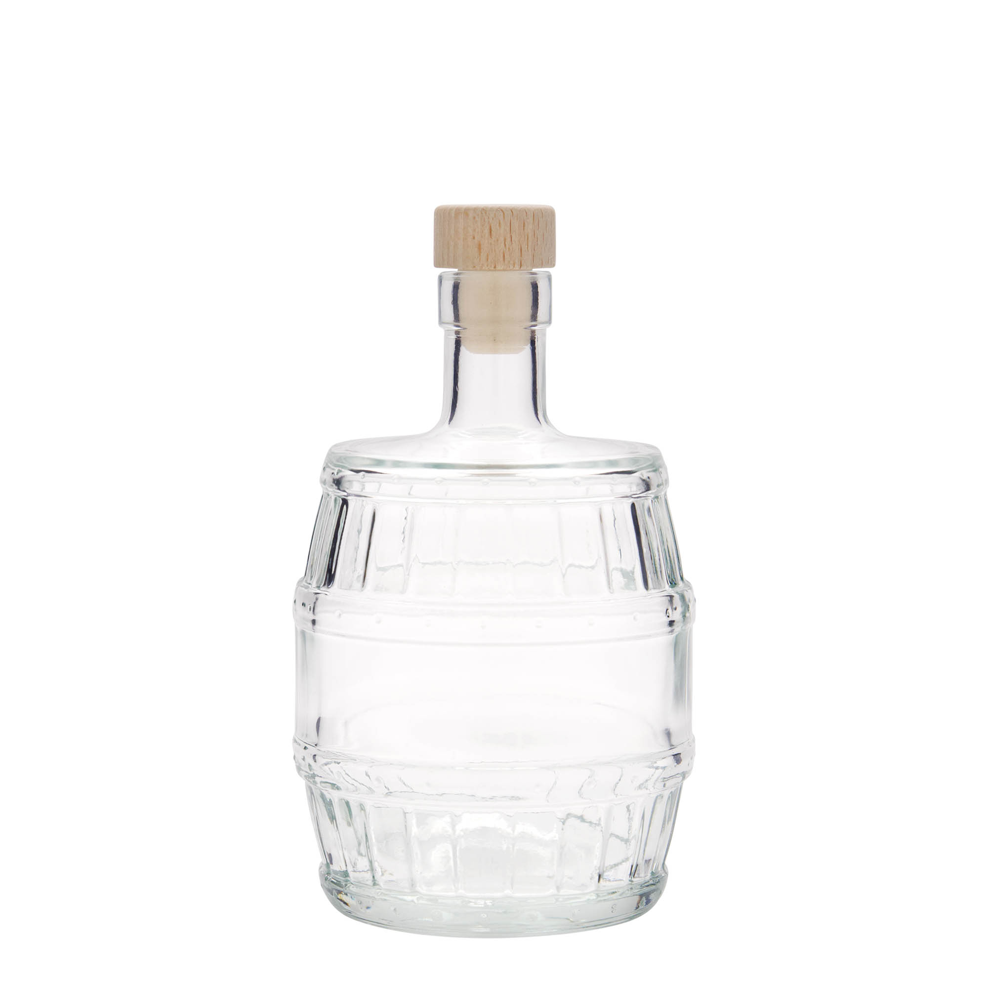 Botella de cristal de 500 ml 'barril', boca: corcho