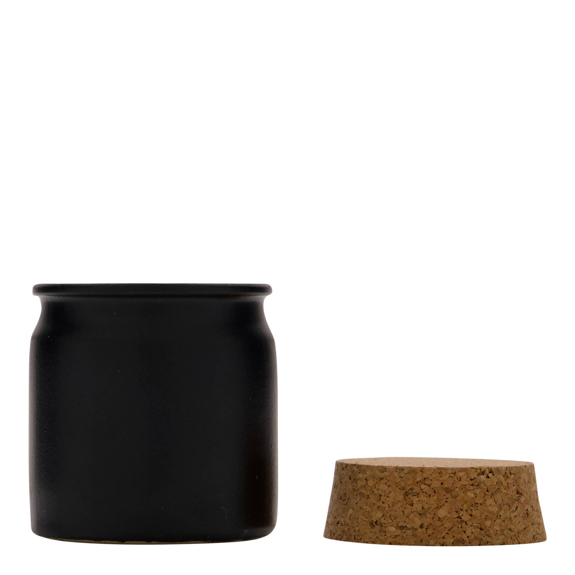 160 ml de maceta de gres, cerámica, negra, boca: corcho